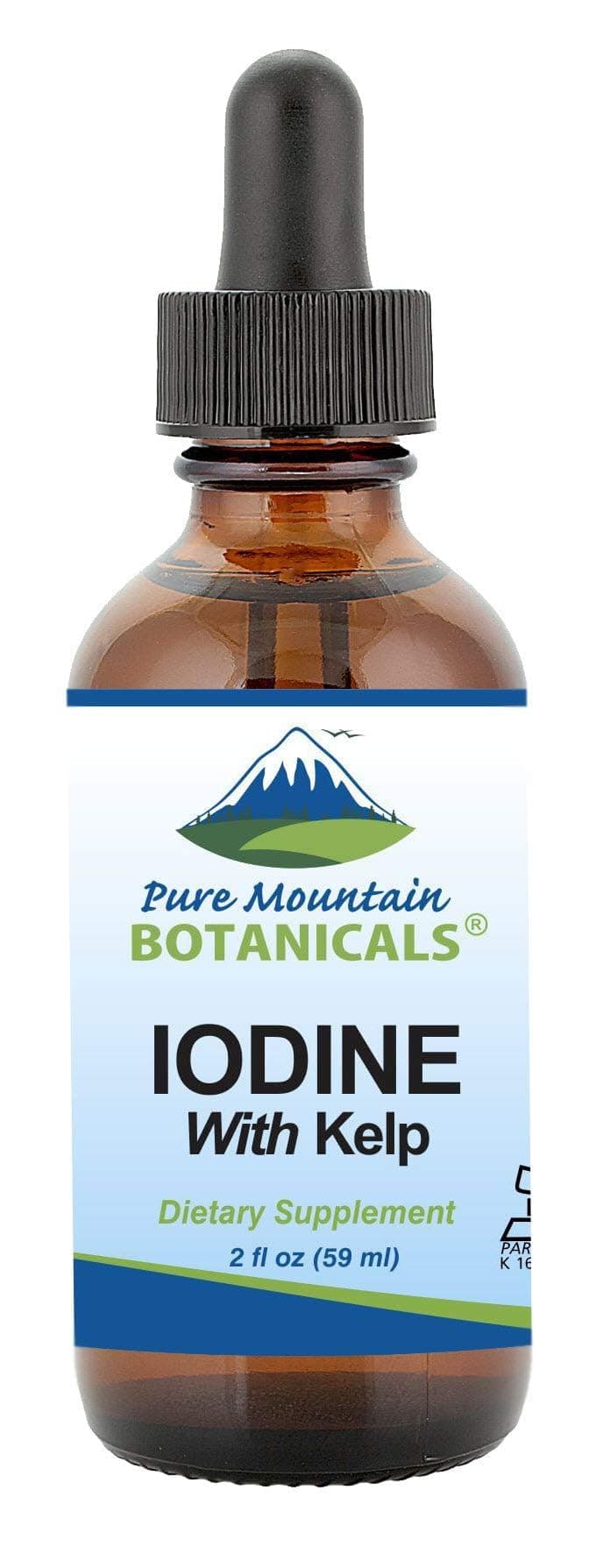 Liquid Iodine 0.3% Solution 2oz - Liquid Supplement with Organic Kelp - Kosher Vegan Iodide Drops Solution