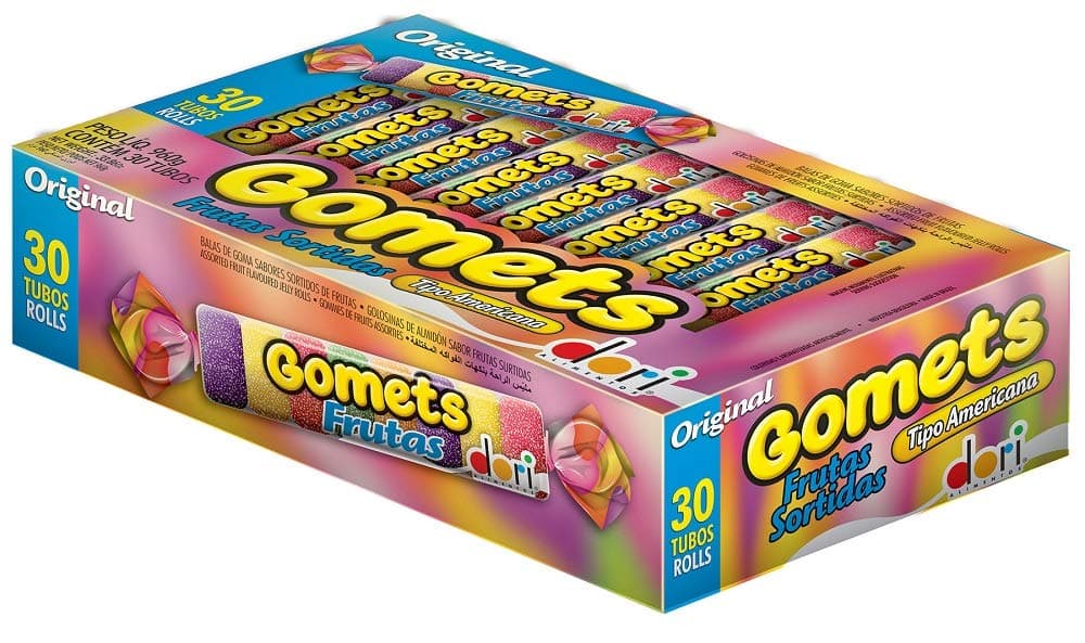 Gomets Assorted Fruit Flavoured Jelly Rolls Bala De Gomas 30 Rolls - 33.86 Oz