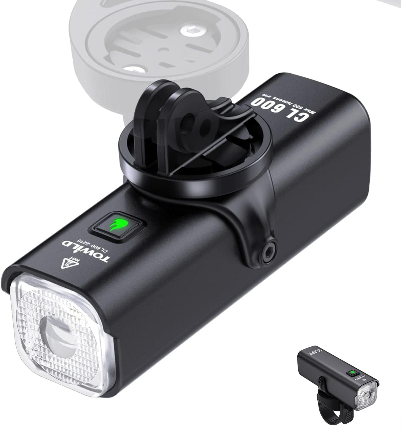 TOWILD CL600 Bicycle Light, Hangable & Automatic Lighting, 2,600 mAh Large Capacity, 600 Lumens, Road Bike Light, Bicycle Light, USB-C Rechargeable, Cross Bike Light, Long Lasting, IPX6 Waterproof