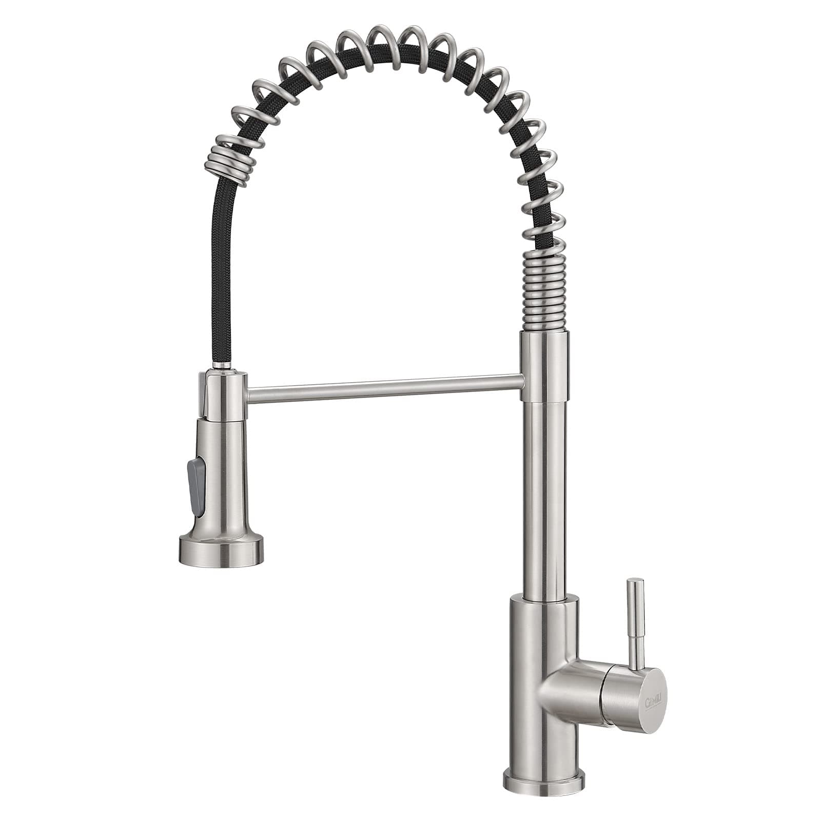 GIMILI Kitchen Faucet with Pull Down Sprayer High Arc Single Handle Spring Kitchen Sink Faucet Brushed Nickel Commercial Modern rv Stainless Steel Kitchen Faucets, Grifos De Cocina