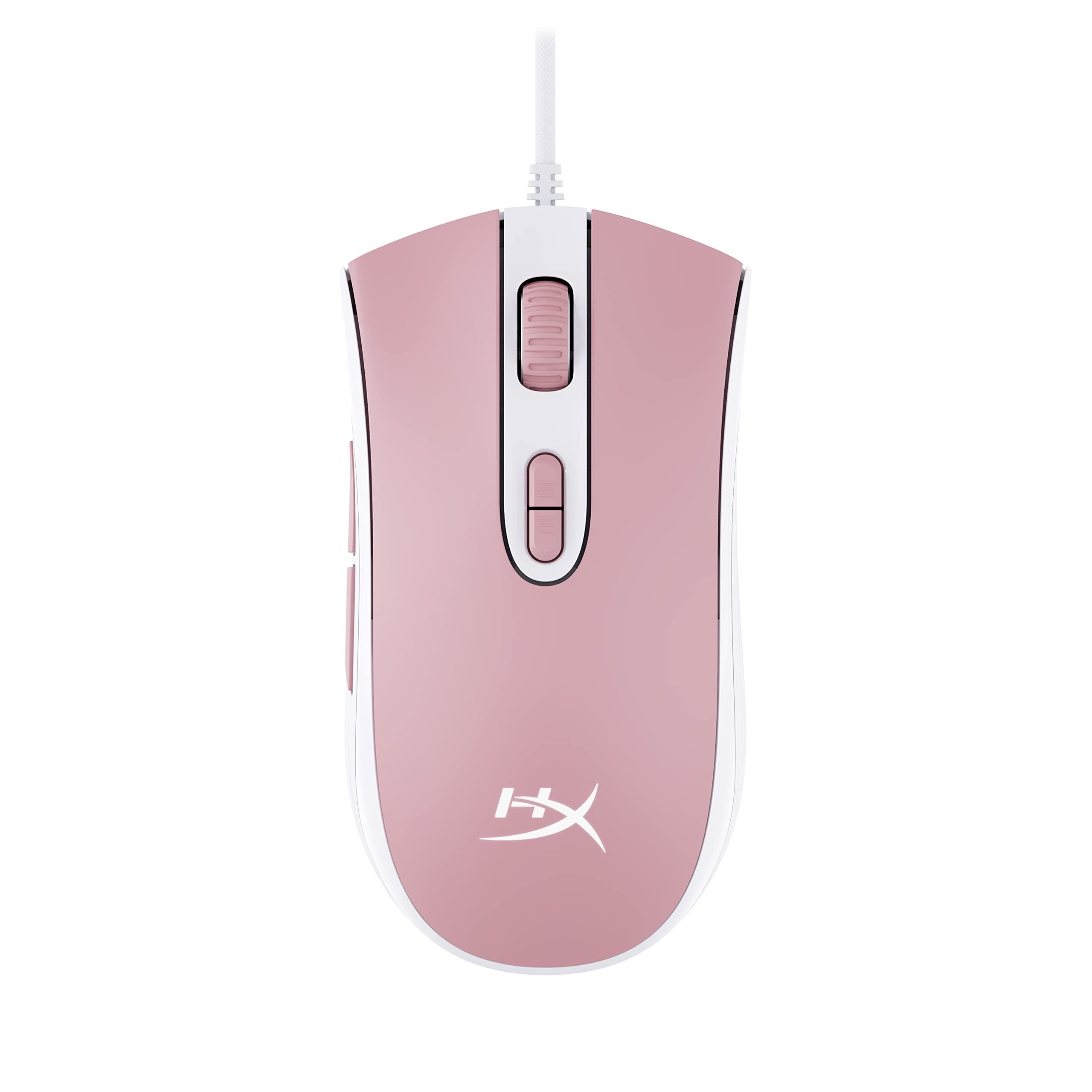 HyperXPulsefire Core - RGB Gaming Mouse, Software Controlled RGB Light Effects & Macro Customization, Pixart 3327 Sensor up to 6,200DPI, 7 Programmable Buttons, Mouse Weight 87g - White/Pink