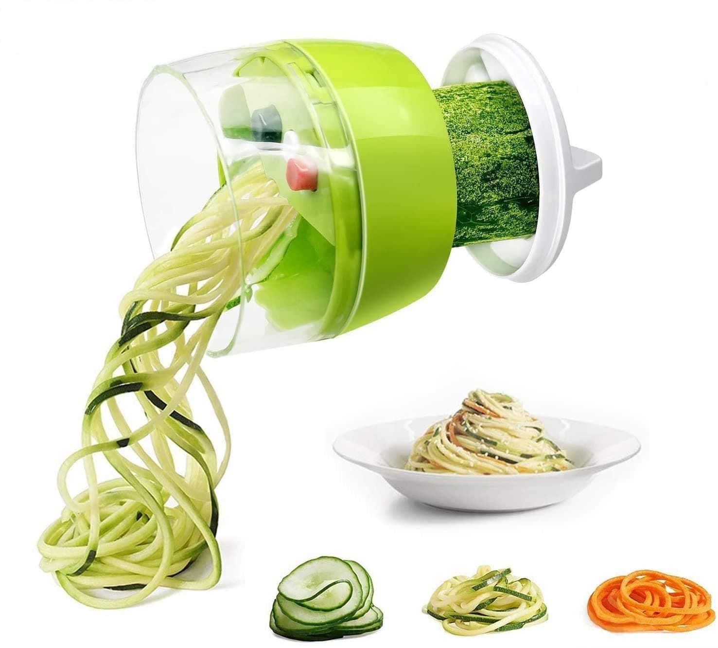Vegetable Chopper, Spiralizer Vegetable Slicer Fun Life Hand Held 4 in 1 Vegetable Spiralizer Slicer Food Chopper Cutter Zucchini Noodle & Veggie Pasta & Spaghetti Maker