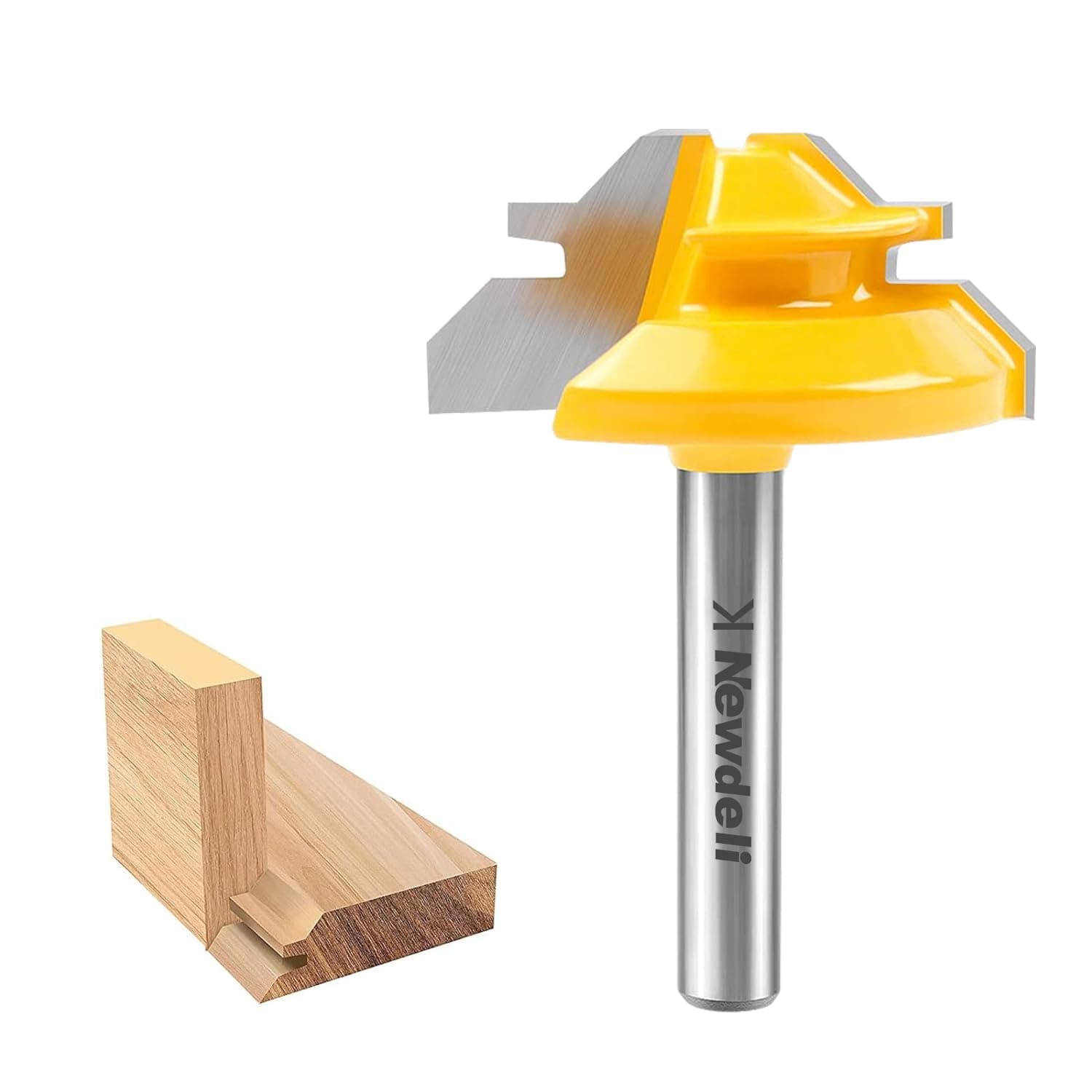 45 Degree Lock Miter Router Bit 1/4 Shank, 1/2 Stock Joint Woodworking Router Bit, Suitable for Furniture Oblique Tenon Interface Making (90-Degree Tenon Joint Woodworking)