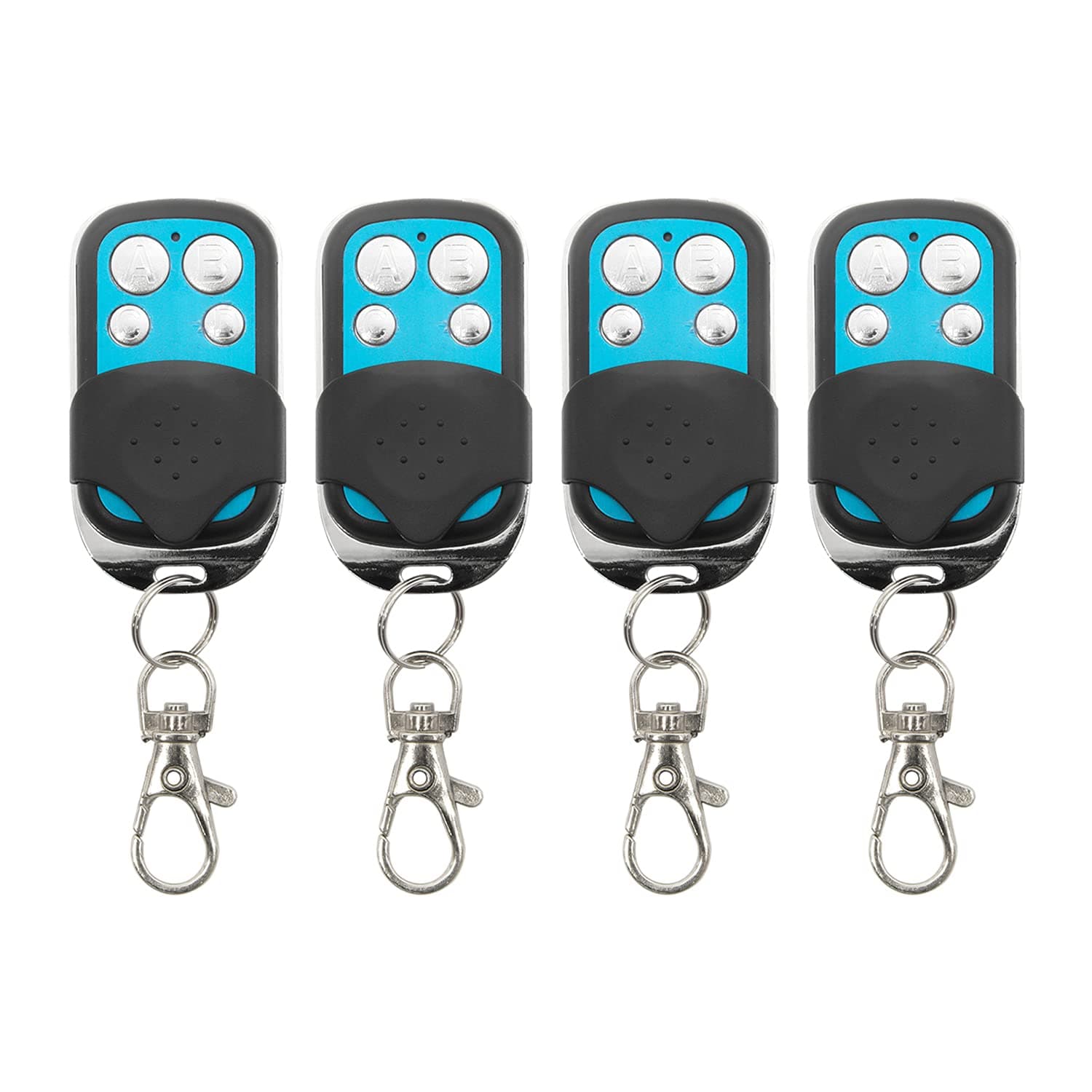 QIACHIP433 MHz Wireless Copy Remote Control Duplicator Clone Key Fob Copier 4 Button Programmable RF Transmitter Keychain for Garage Door, Gate & Access Control