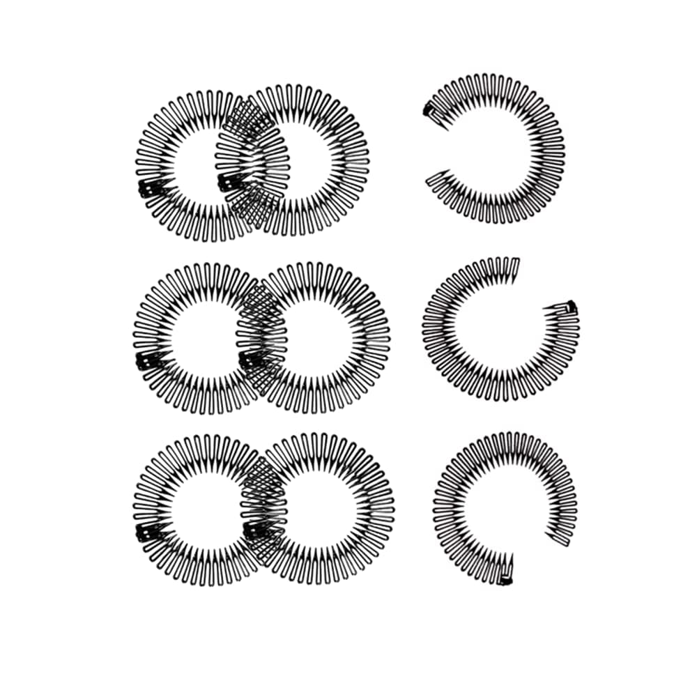 MXXiiv 9 Pieces Full Circular Stretch Combs Elastic Plastic Circle Comb Black Comb Headband Circle Headband for Women Girls Hair Accessories