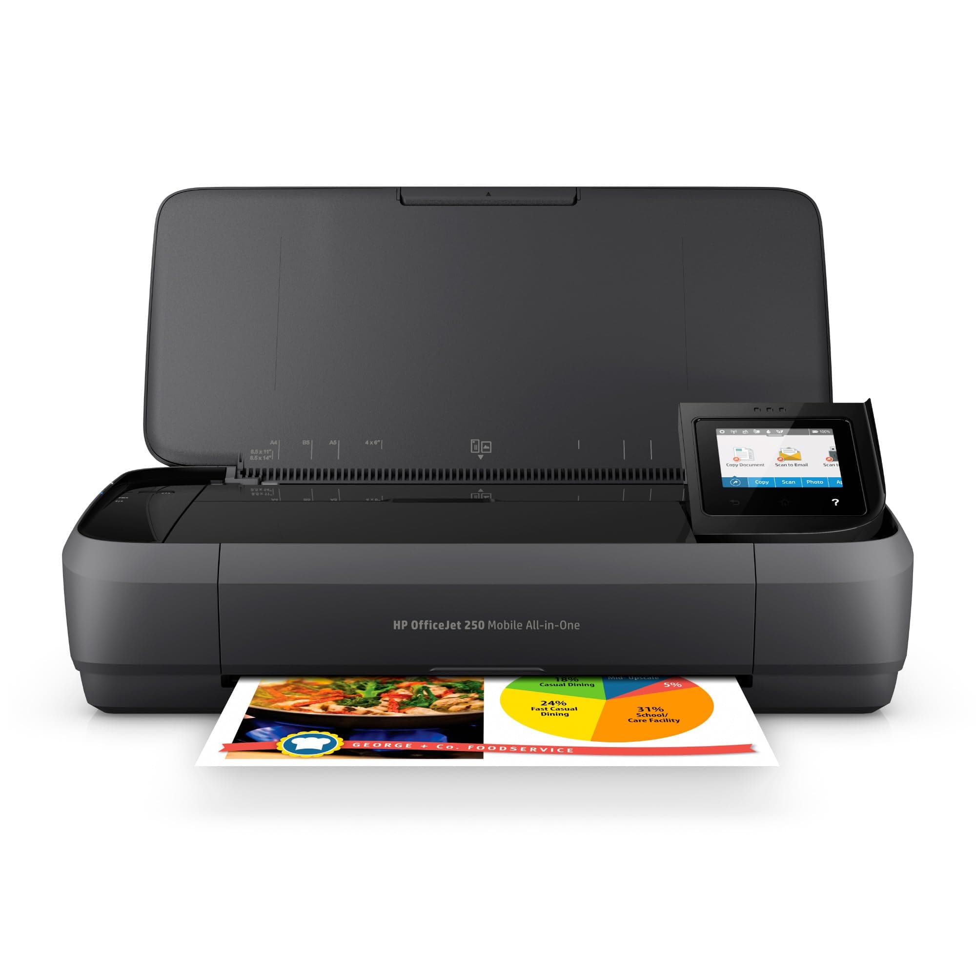 OfficeJet 250 All-in-One Portable Printer with Wireless & Mobile Printing, Works with Alexa (CZ992A) Black