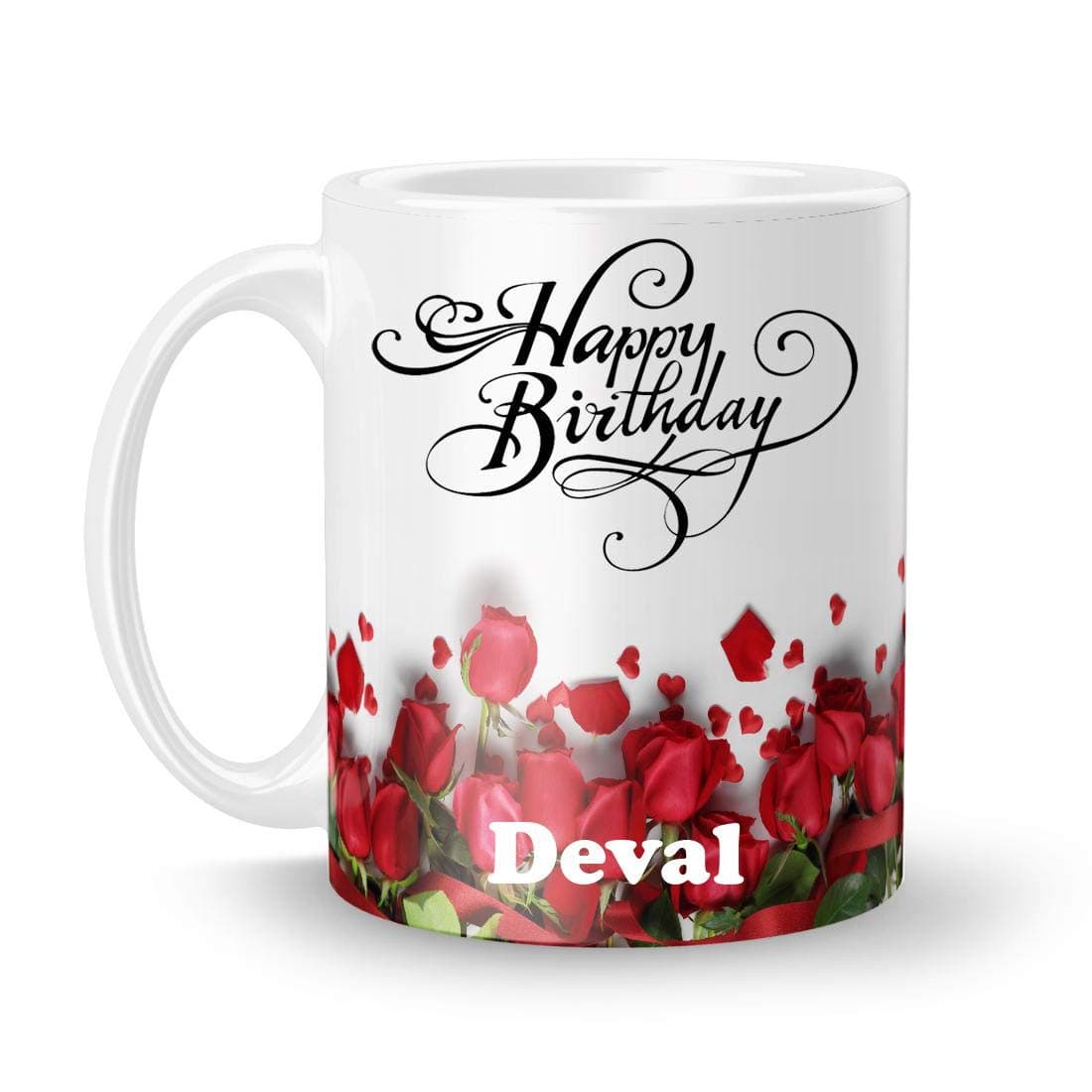 Happy Birthday Deval Printed White Creamic Mug (350) ml