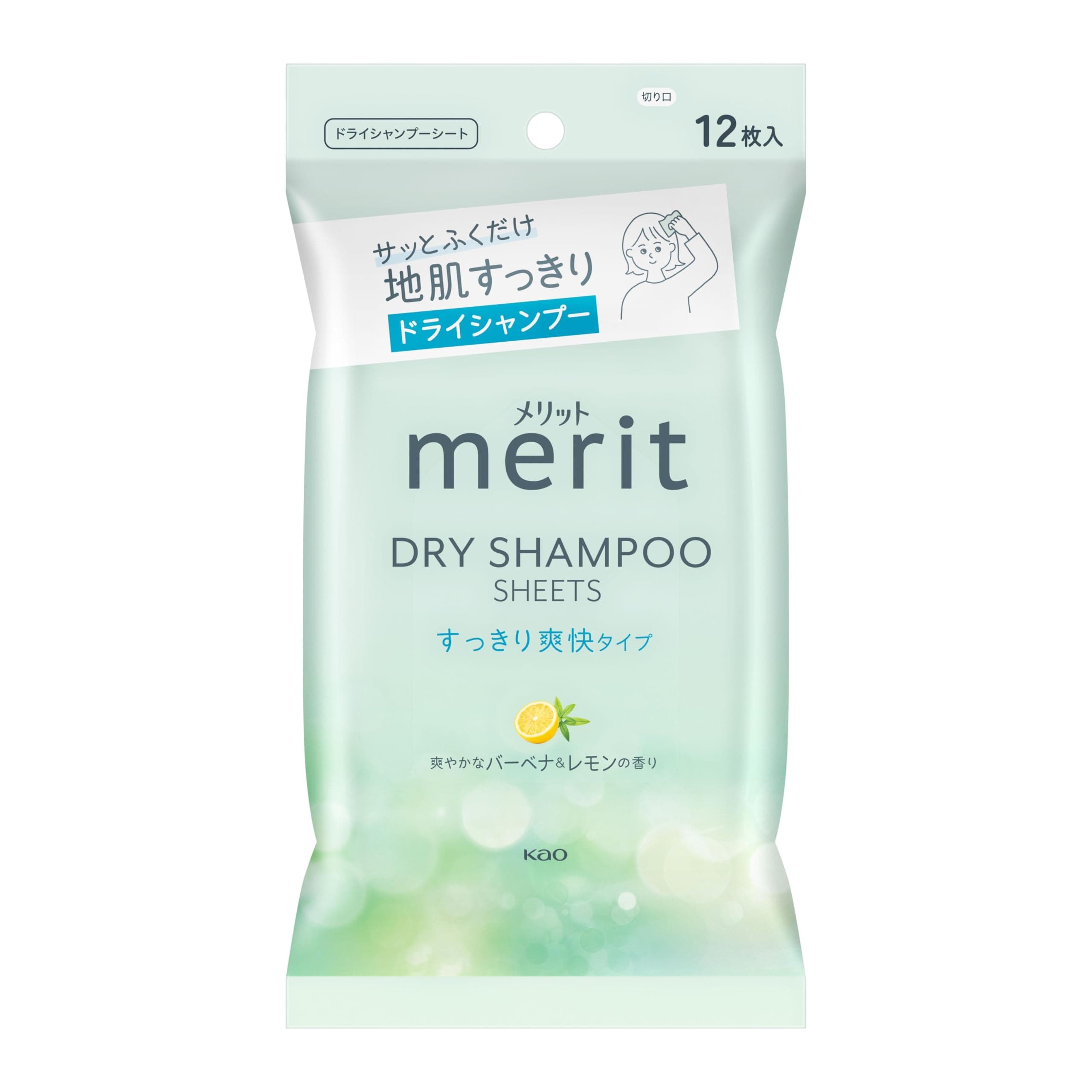 Merit DayPlus Dry Shampoo Sheet, White Green, 12 Count