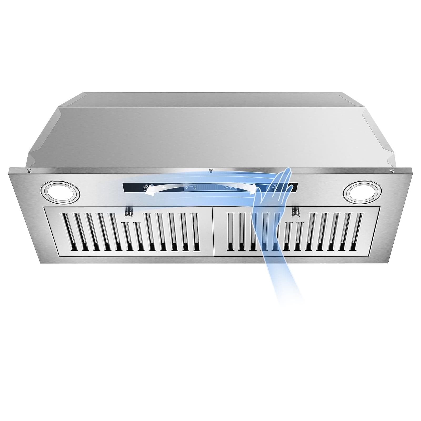 - Range Hood Insert 30 inch, Ducted/Ductless Range Hood with Gesture Sensing & Touch Control, Built-in Kitchen Hood 600CFM, 2 Pcs Stainless Steel Baffle Filters