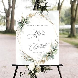 Generic Wedding Sign, Welcome To Our Wedding, Rectangular, White, Gold, Full Size, Plastic, Contemporary Celebratory