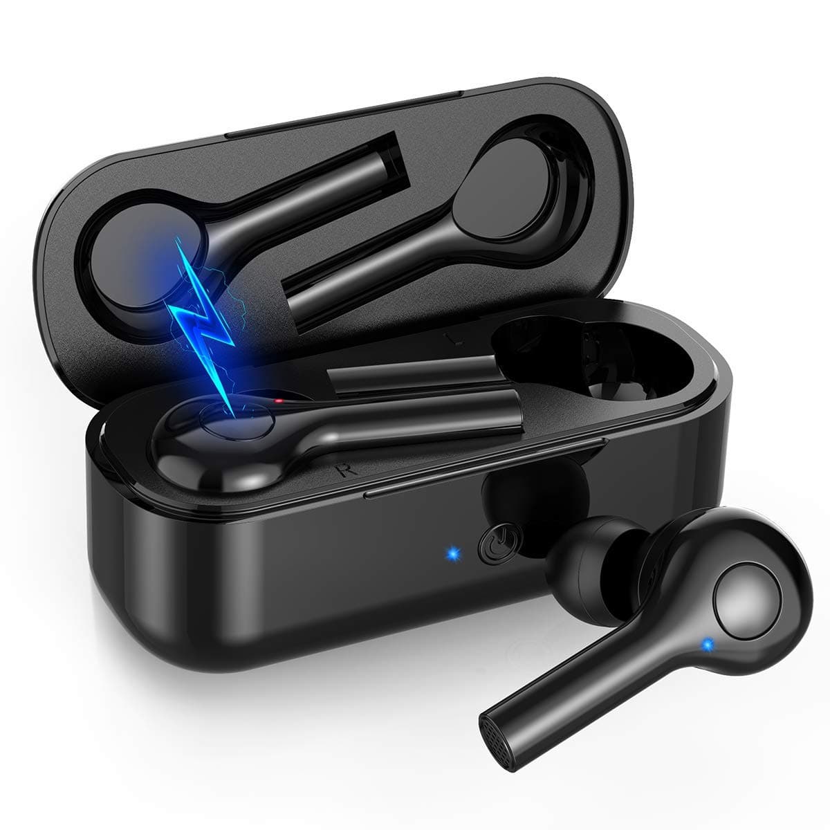 Hexdeer Wireless Earbuds – Bluetooth Headphones with Charging Pad – Bluetooth V5 In-Ear Running Headphones – Sweatproof Ear Pods with Case – Wide Compatibility – Sport Earbuds with Built-In Mic