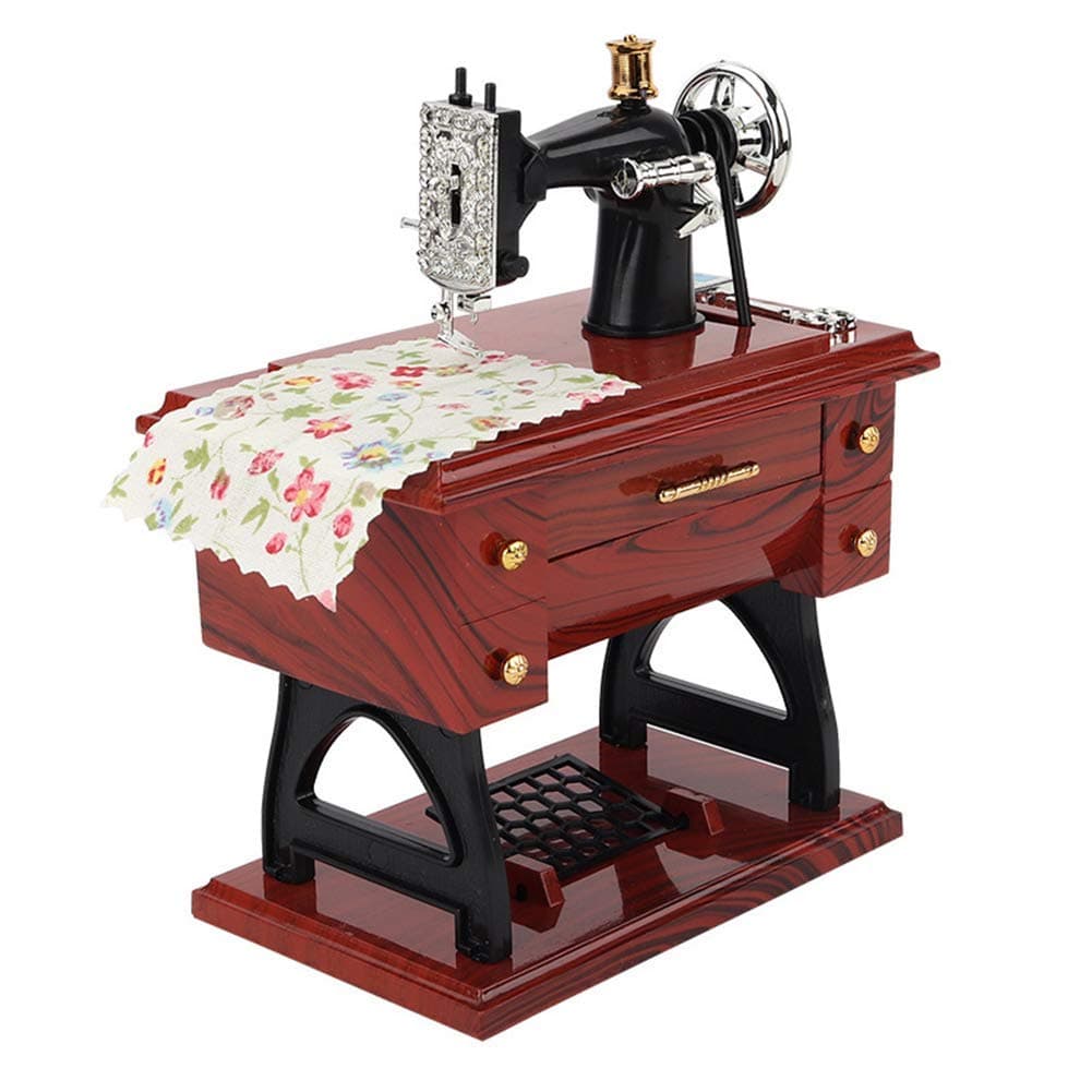 Venus valink Classical Small Ctave Sewing Machine, Retro Sewing Machine Music Box, Plastic Home Decoration Ornaments Music Case, Christmas Birthday Gift