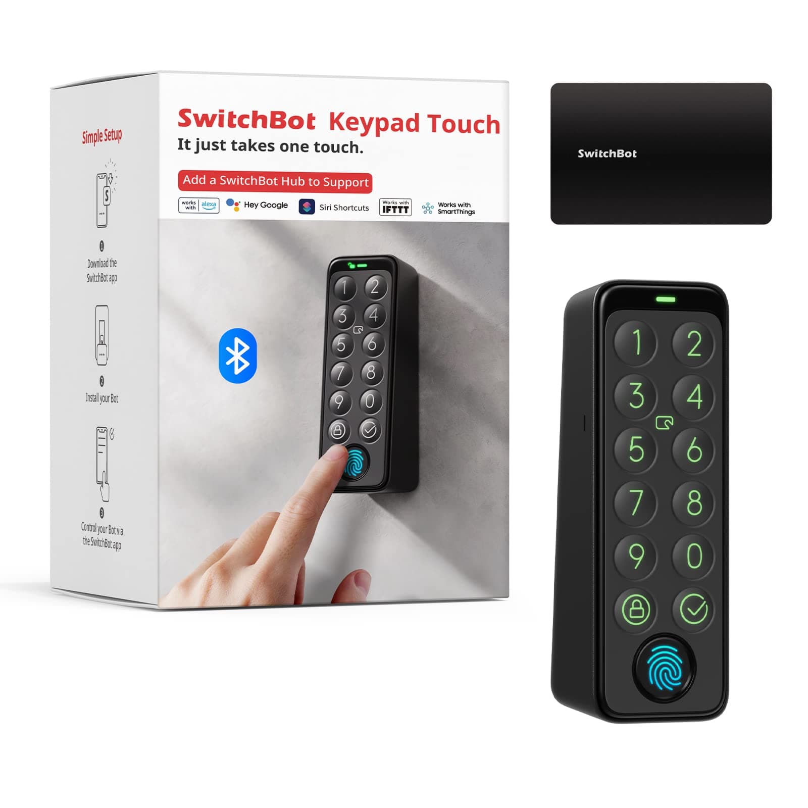 SwitchBot Smart Keypad Touch for SwitchBot Lock, Fingerprint Keyless Home Entry, IP65 Waterproof, Supports Virtual Passwords for Home Security(Only Works for SwicthBot)