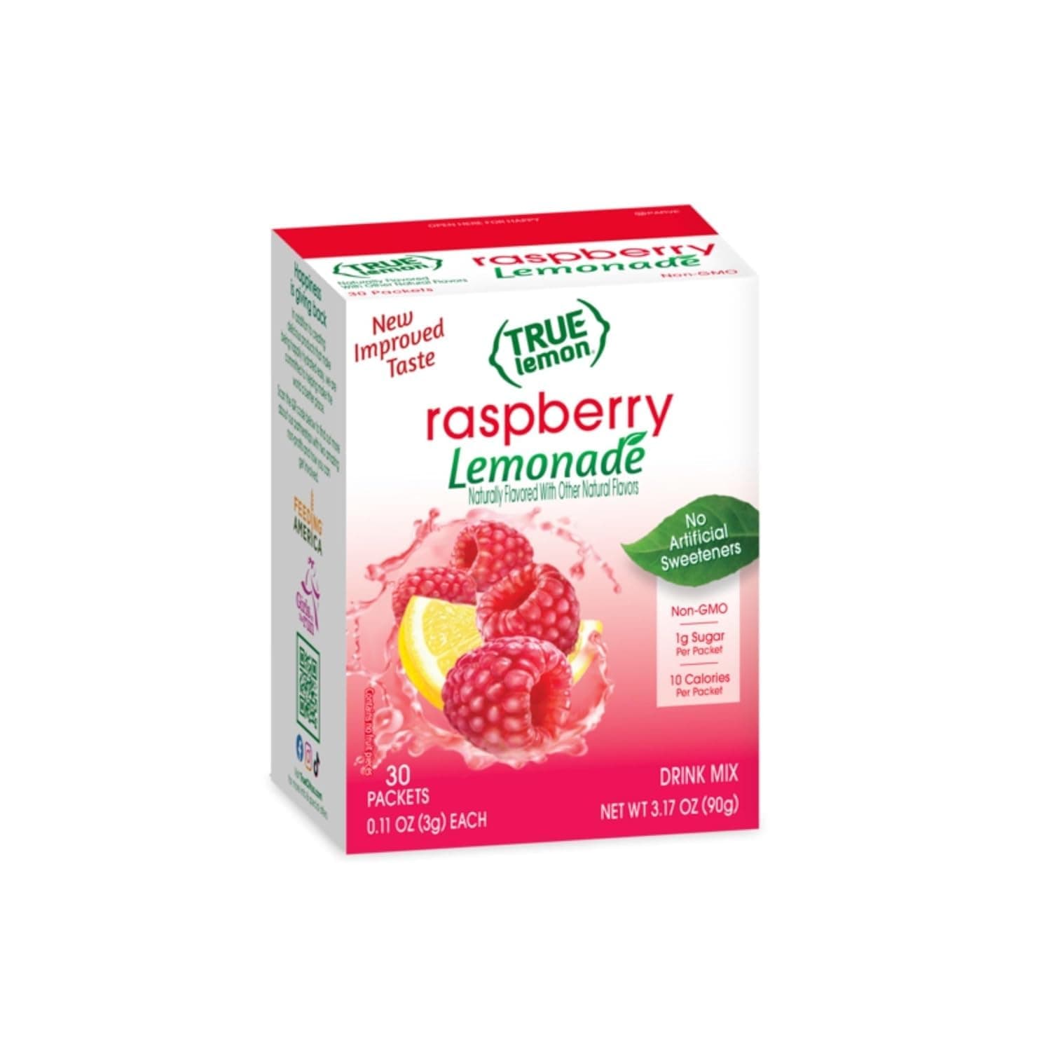 True Lemon Raspberry Lemonade Water Enhancer Drink Mix (30 Packets), Low Calorie Drink Mix Packets for Water,Powdered Drink Mixes & Flavorings,Individual Drink Packets,Water Flavor Packets with Stevia
