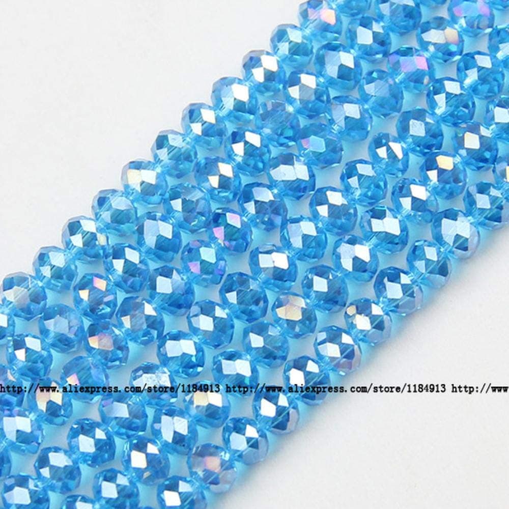 Round Shape Upscale Austrian Crystal Beads High Quality 6mm 50pcs Loose Beads rondelles Glass Ball Bracelet Jewelry DIY,Y601 Lake Blue