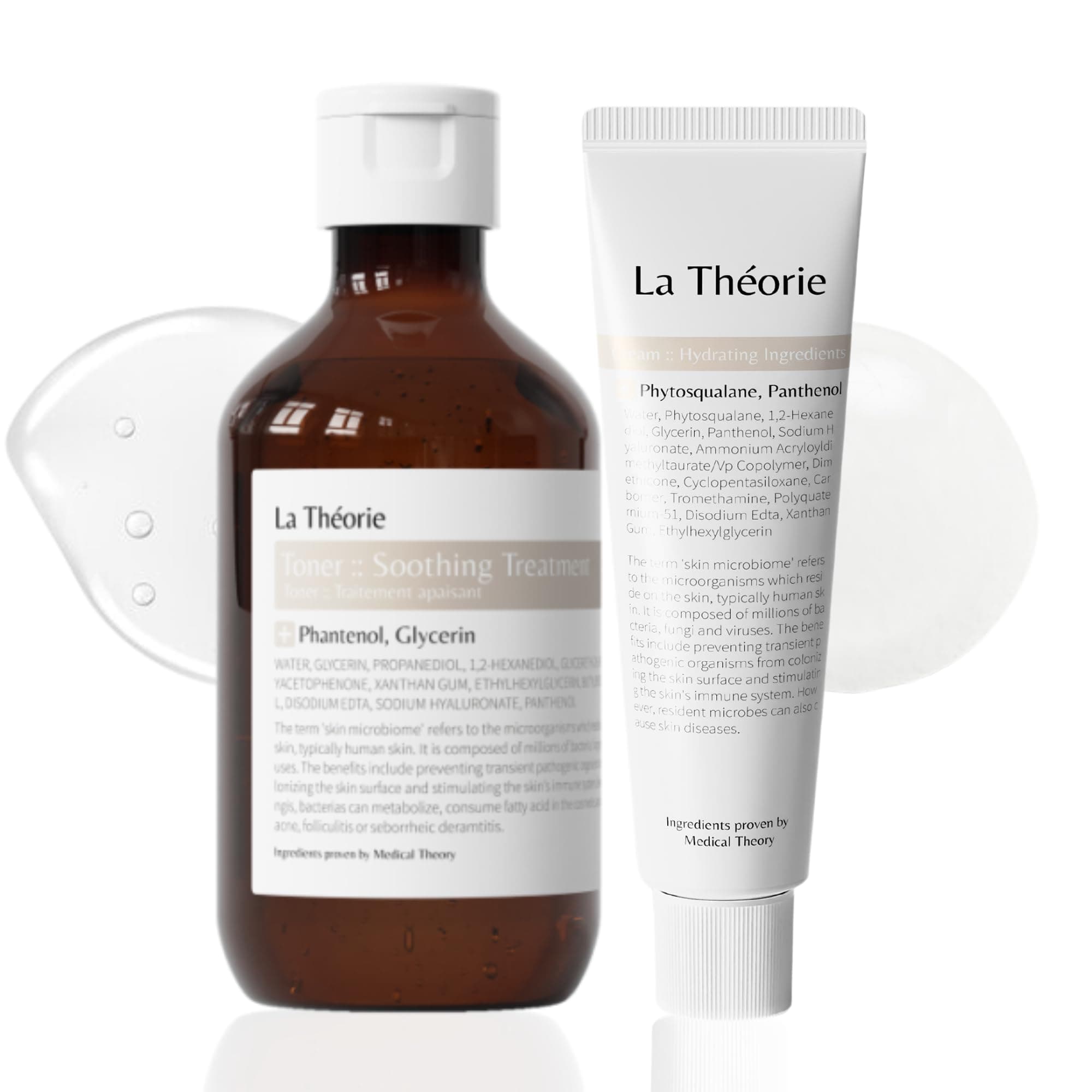 La Theorie Dual Hydration Set (Moisturizer, 2.02 Fl Oz + Toner, 7.10 Fl Oz) for troubled skin with fungal and small bumps (Fatty Acid Free)