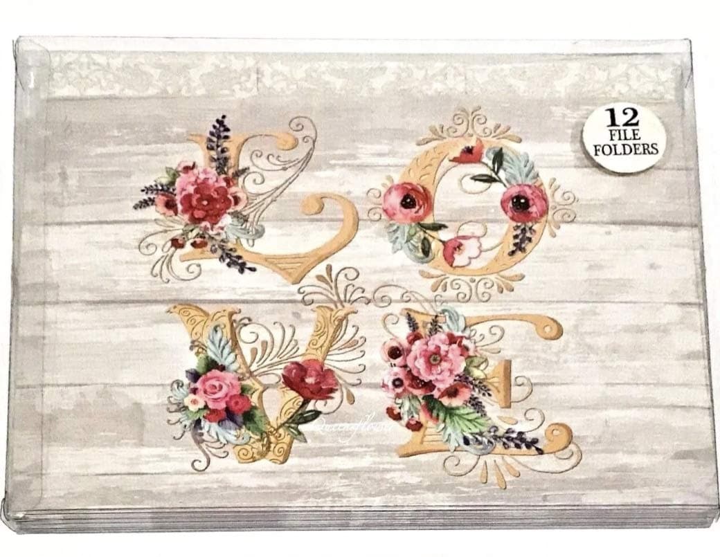 Punch Studio Decorative 1/3 Top Tab File Folders ~ LOVE 65721