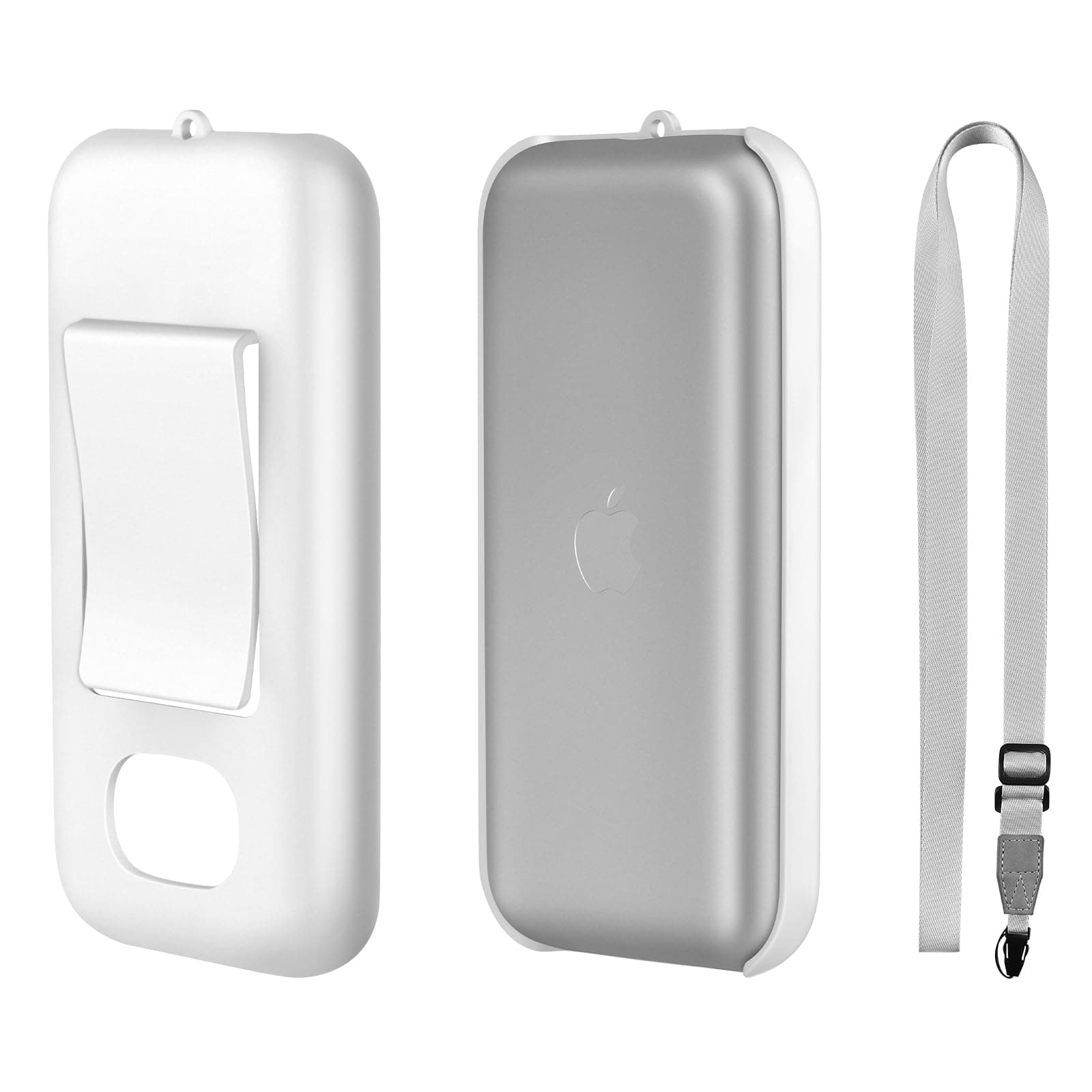 AMAZEAR Battery Holder for Apple Vision Pro, Apple Vision Pro 2,M5,Portable Vision Pro Battery Accessories Case with Belt Clip and Cross-Body Strap, Apple VR Headset Battery Protective Cover (White)