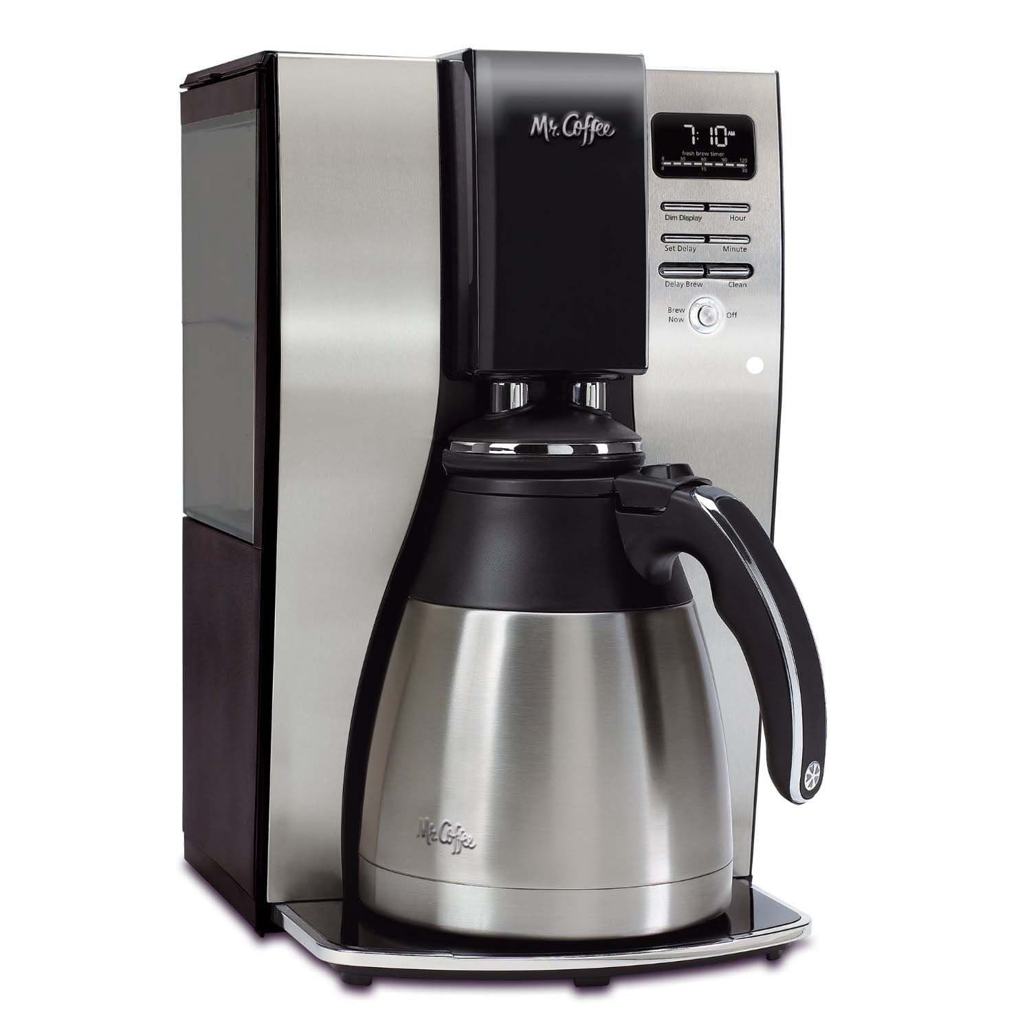 Mr. Coffee Coffee Maker, Programmable Coffee Machine with Auto Pause, 10 Cups, Stainless Steel