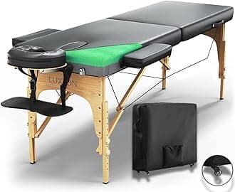 Luxton Home Premium Foam Massage Table Portable Foldable Massage Bed Height Adjustable, 72 Inches Long 27 Inches Wide Home Salon Spa Bed Tattoo Table with Accessories & Rolling Case, Easy Set Up