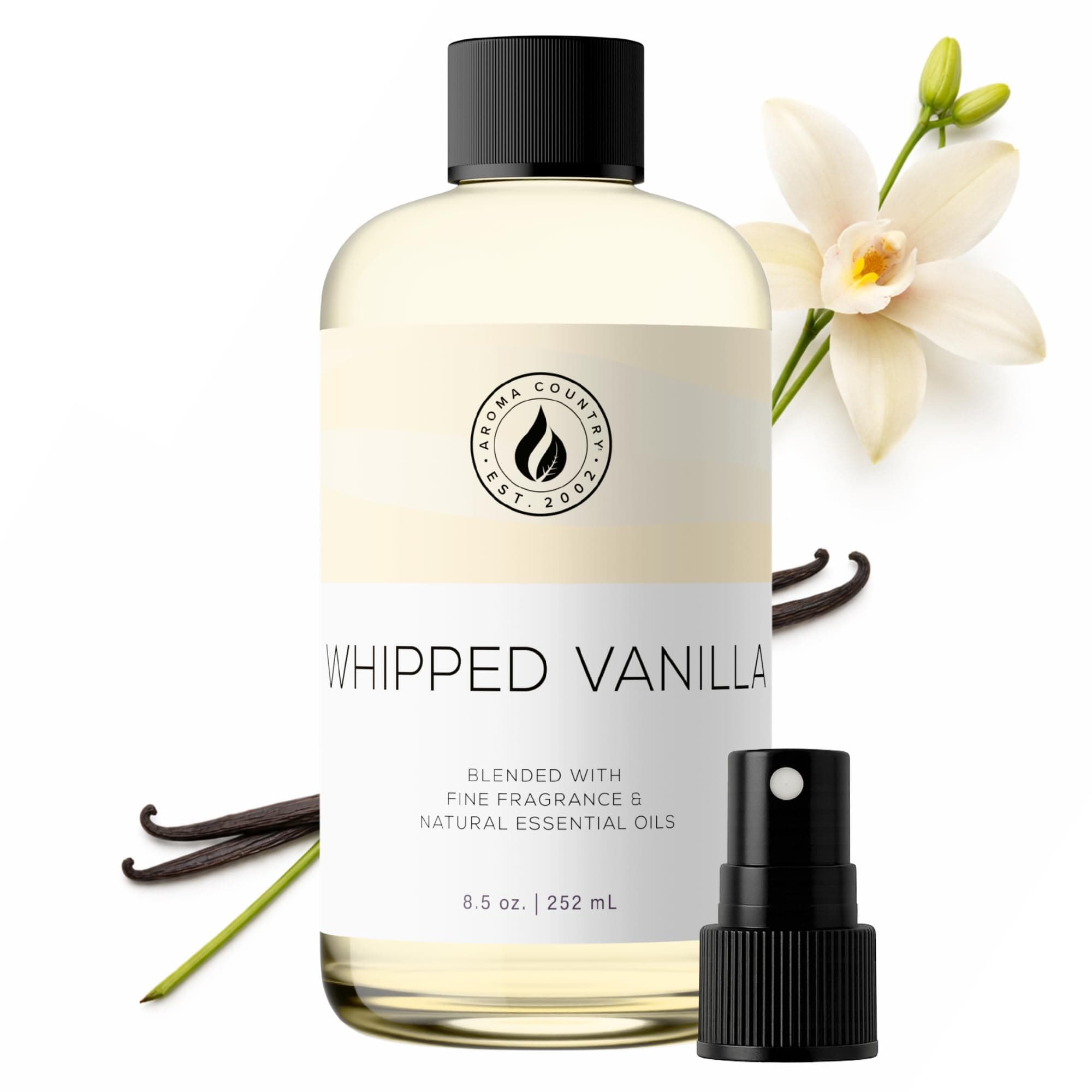 Aroma Country Whipped Vanilla Diffuser Oil - Luxury Essential Oils for Diffuser Refill & Air Freshener Room Spray - Long-Lasting & Natural Home Fragrance, Vanilla Oil for Diffusers (8.5 Fl. oz)