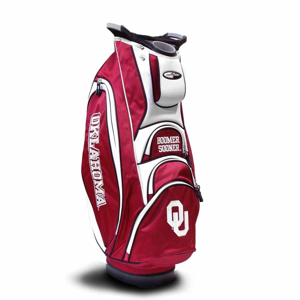 - NCAA 10-Way Top with Integrated Dual Handle & External Putter Well, Cooler Pocket, Padded Strap, Umbrella Holder & Removable Rain Hood