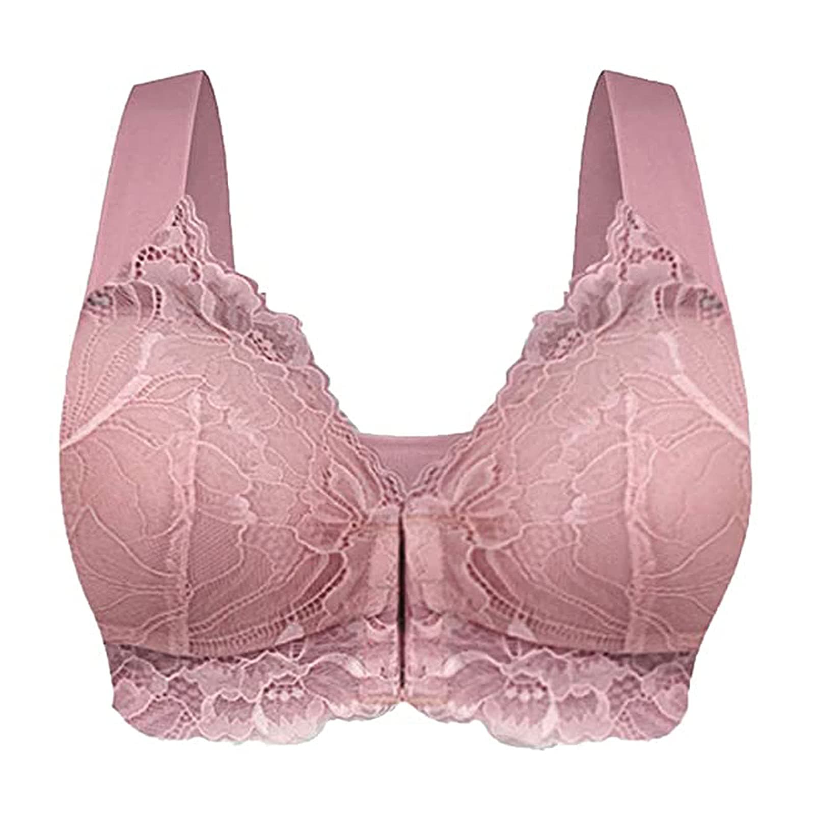 ECAAUYTOBra, 5D Shaping Wireless Seamless Front Closure Elastic Push Up Comfort Bras, Sexy Lace Beauty Back Soft Breathable Correction Bra - Removable Pads
