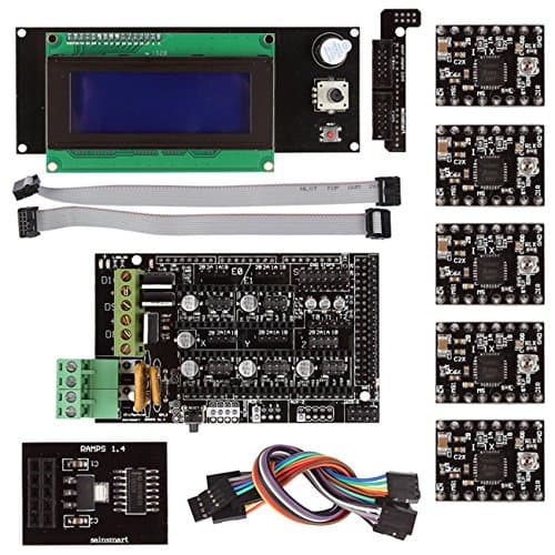 SainSmart RAMPS 1.4 3D Printer Starter Kit with Breakout SD + A4988 + LCD2004 Control Panel for Arduino RepRapStep-By-Step PDF Tutorials Provided
