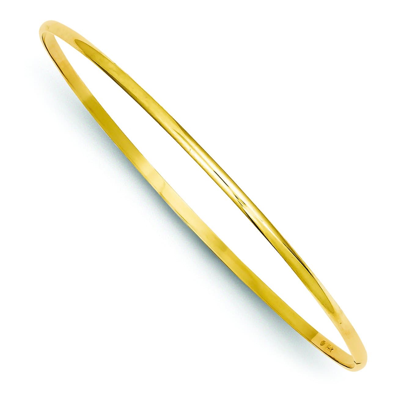 14k 2mm Solid Polished Half-Round Slip-On Bangle
