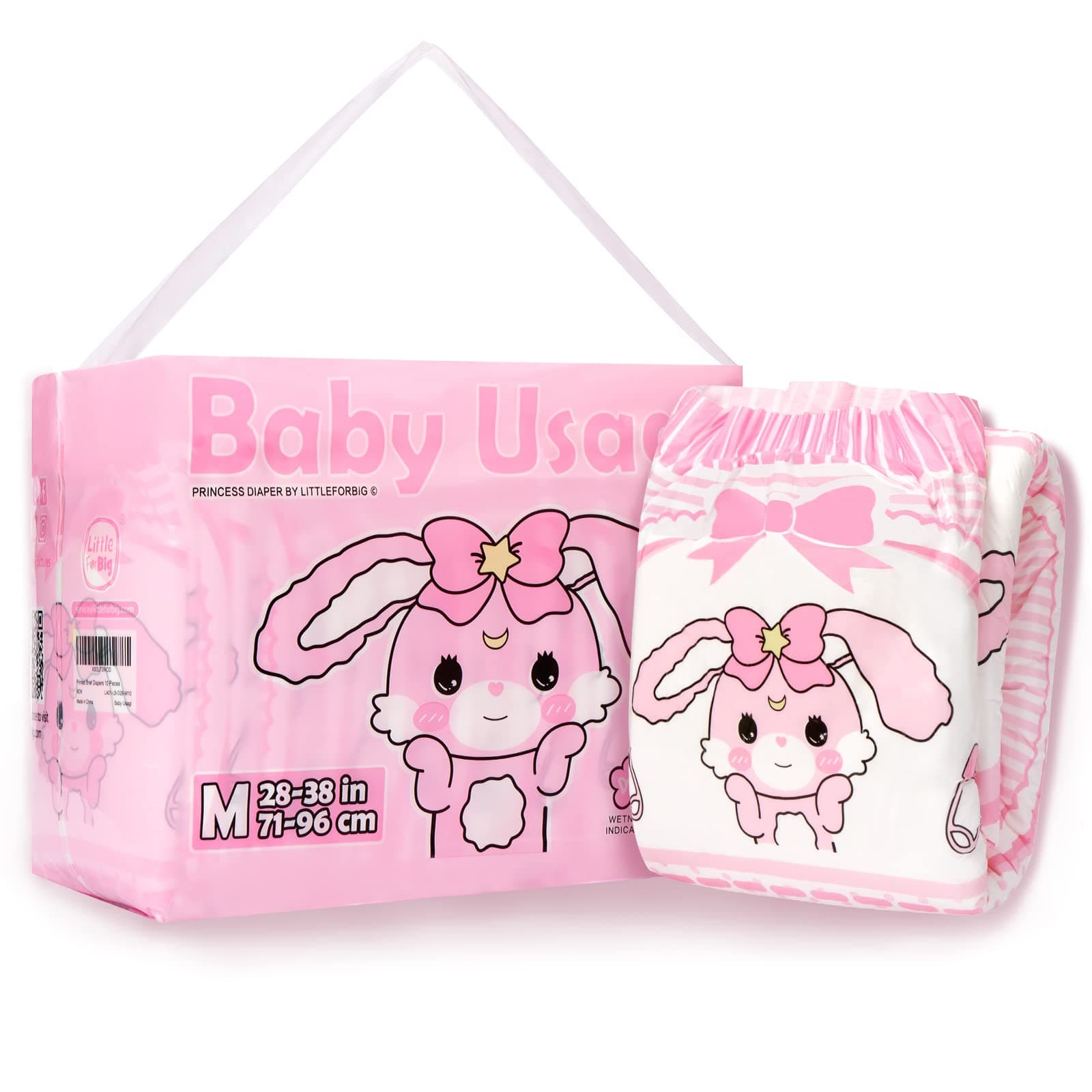 Adult Printed Diaper 10 Pieces - Baby Usagi (Medium 28"-38")