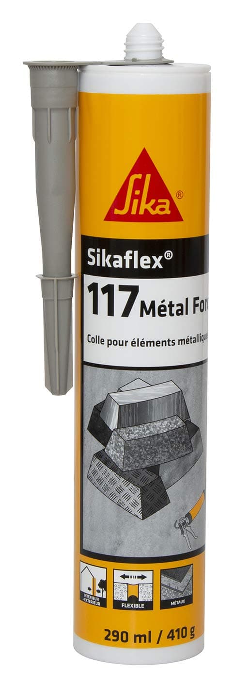 Sika Flex-117 Metal Force Light Grey, Construction Adhesive, Polymer Allmetal, Sealant for Roof Panels, Metal Sheets, Indoor/Outdoor, 290 ml
