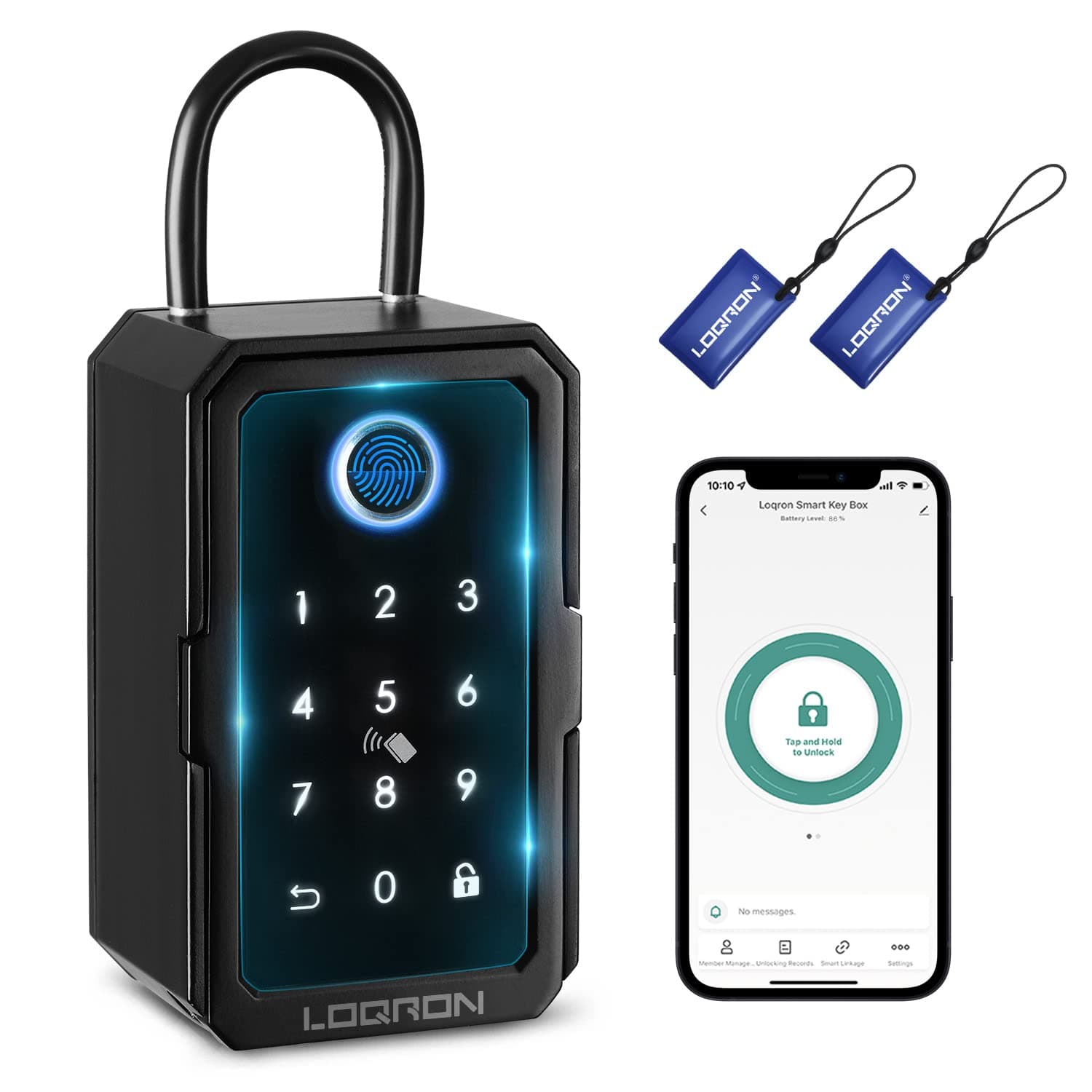 Smart Key Lock Box, Bluetooth Fingerprint Lock Box with APP Control, Fingerprint Recognize & Multiple Code Types, Outside Wall Mounted & Door Hanging, Key Lockbox for House Key Airbnb Realtor
