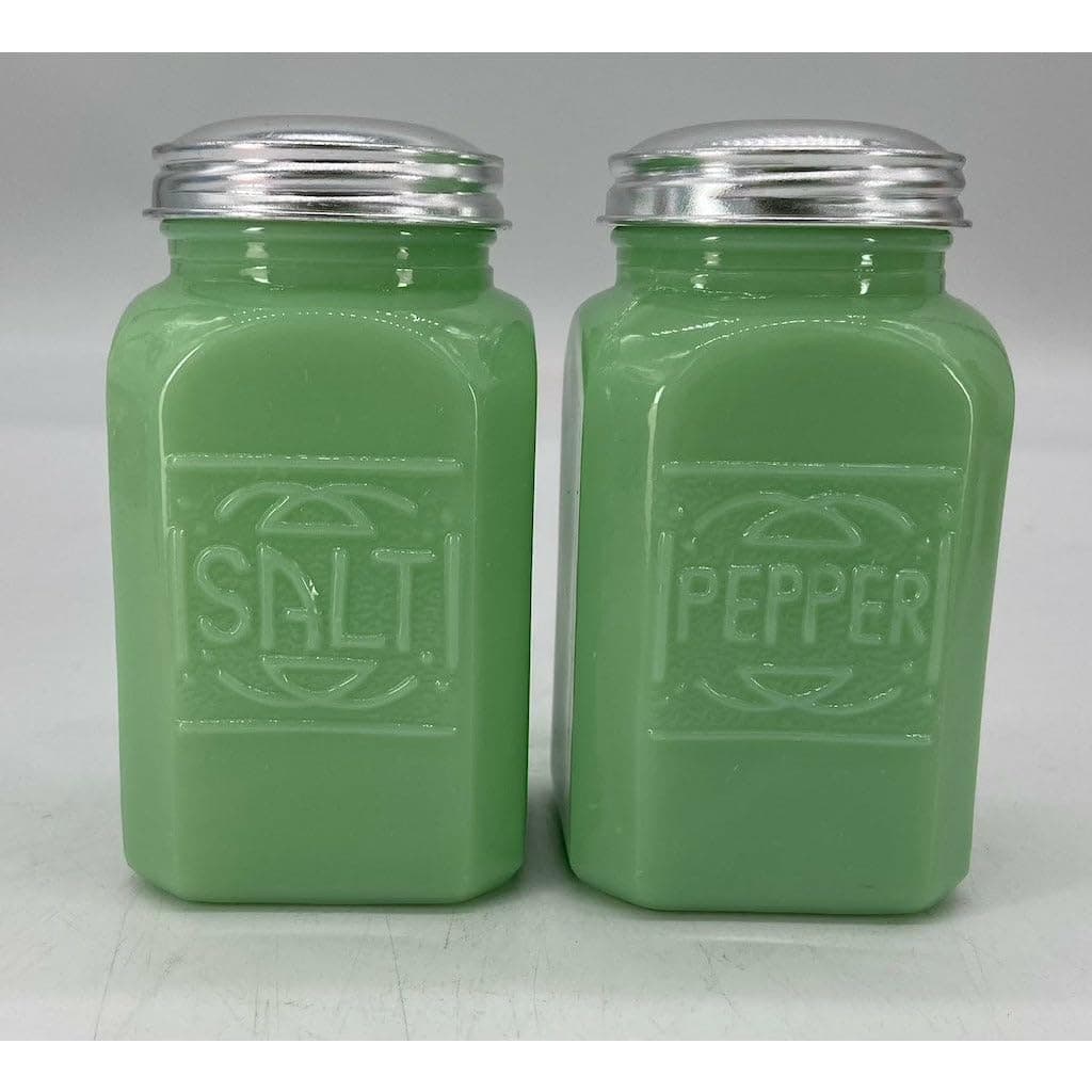 Jade - Jadeite - Jadite Range Square Embossed Salt & Pepper Shaker