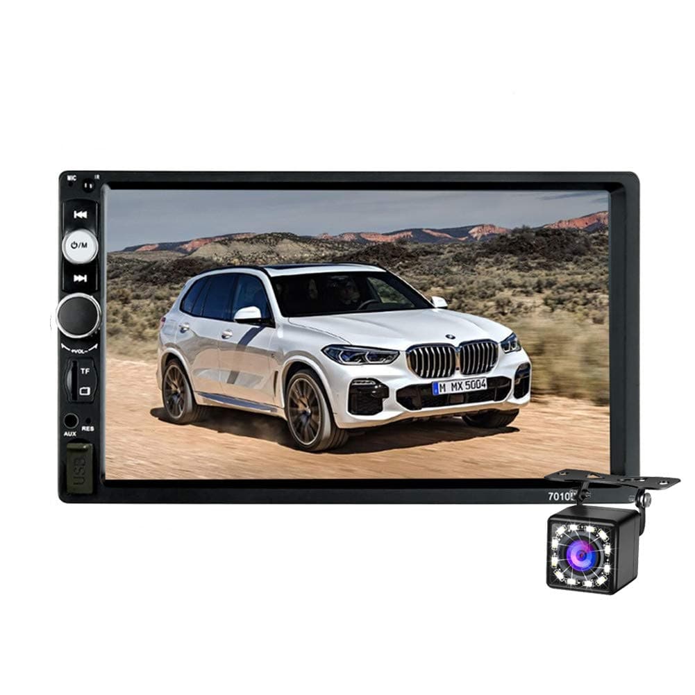 Double Din Car Stereo Bluetooth, 7 inch Touch TFT Digital Screen Car Multimedia MP5 Player Support SD/USB/AUX,Car Audio With FM Radio,Mirror Link,Steering Wheel Remote Control,Rear View Camera