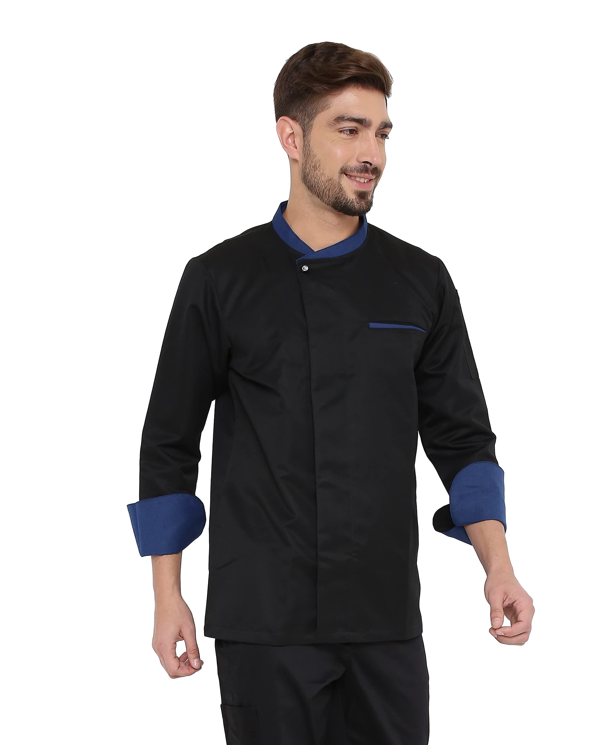 Associated UniformsAssociated Uniforms Designer Full sleeve Chef Coat (Chef Jacket - Smart Fit) (XXL-44, BLACK/BLUE)