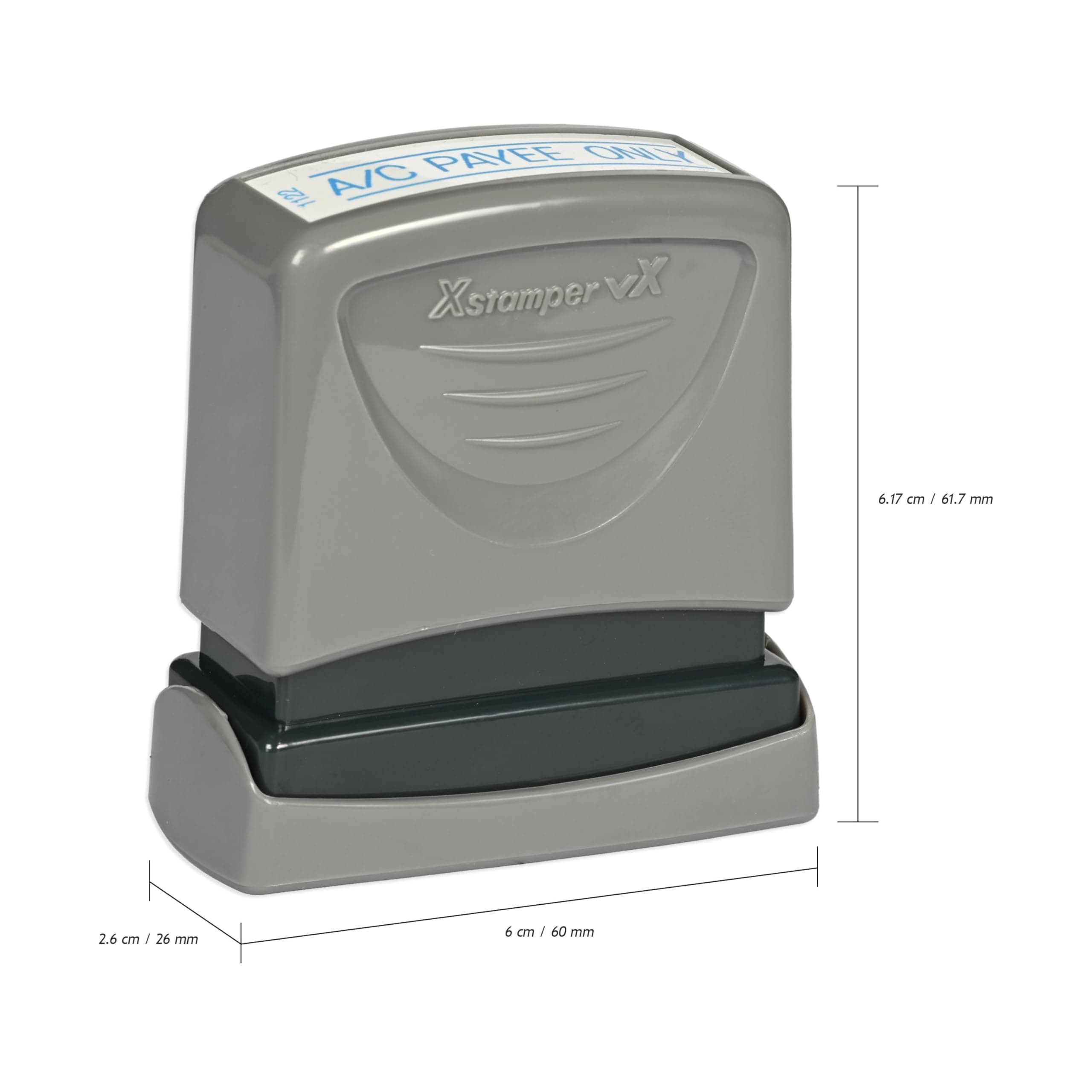 ARTLINE® X-Stamper, "A/C PAYEE ONLY", No Stamp Pad Required, Re-Inkable, Blue Ink Color with Stamp Cover, Grey Black Color-ARXTCXC1122V