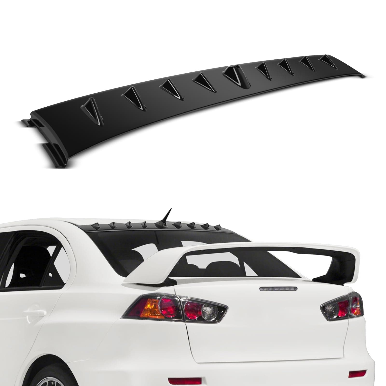 Shark Fin Spoiler Fit for Mitsubishi Lancer Evolution EVO 8 9 2002-2007 Gloss Black Rear Roof Vortex Spoiler Wing