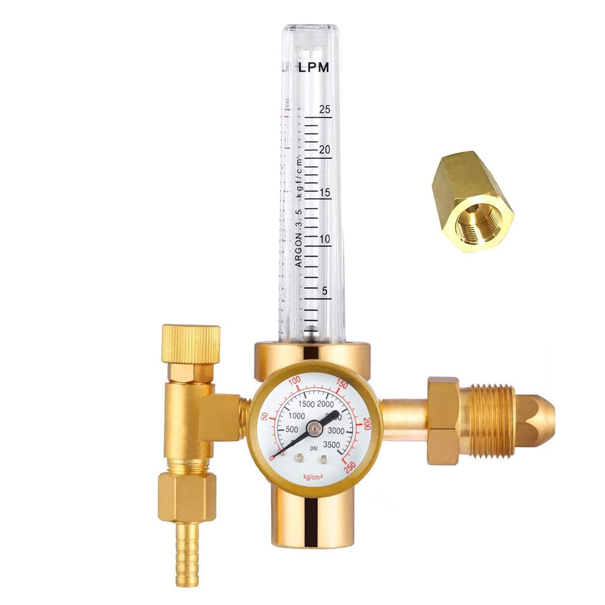Welding Argon CO2 Regulator Mig Tig Flow Meter Pressure Reducer Flow Gauge Gas Regulator CGA-580 with CO2 Adapter