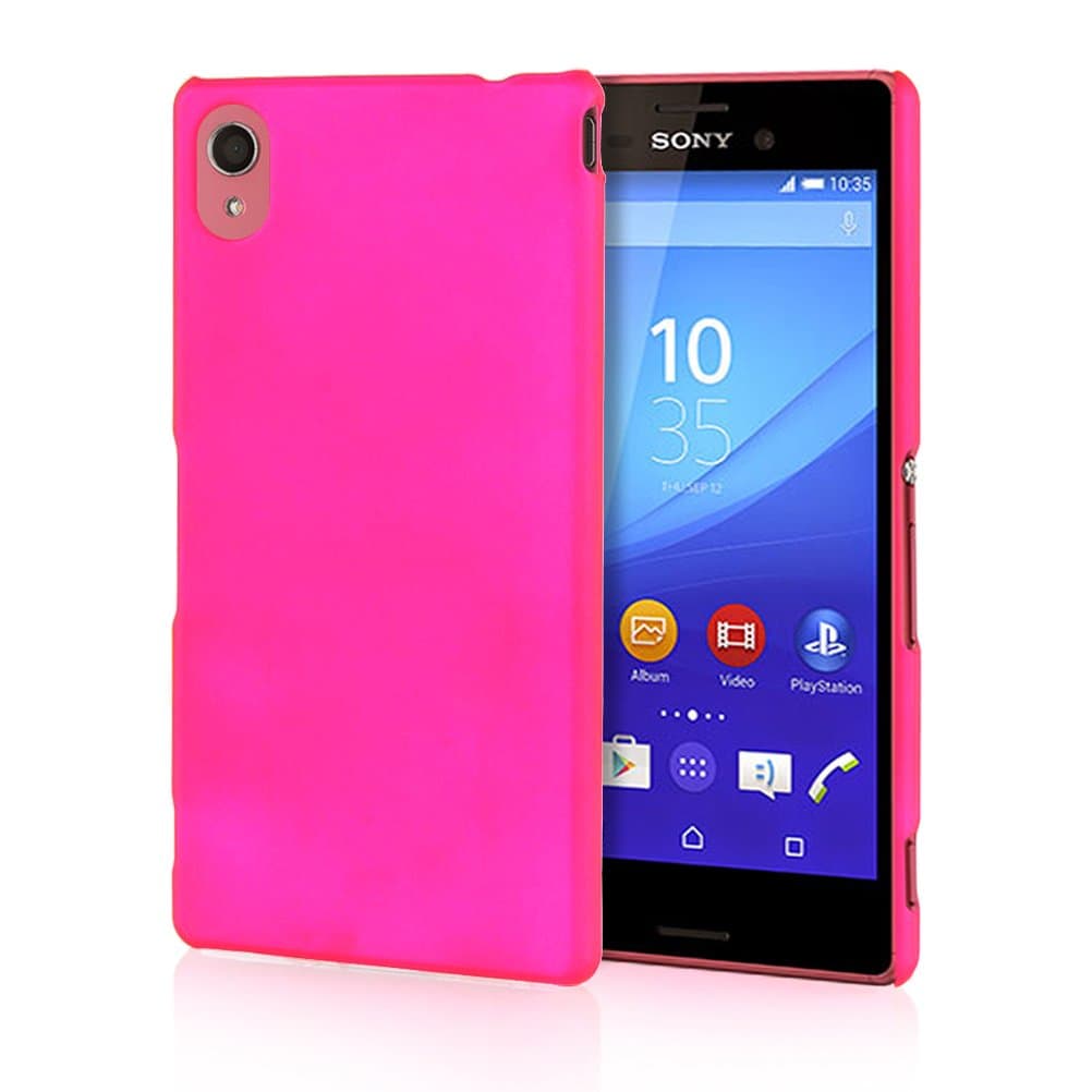 RONGRONGUK Hard Rubberized Rubber Coating Devise Back Case Cover for HTC One Mini M4 HotPink