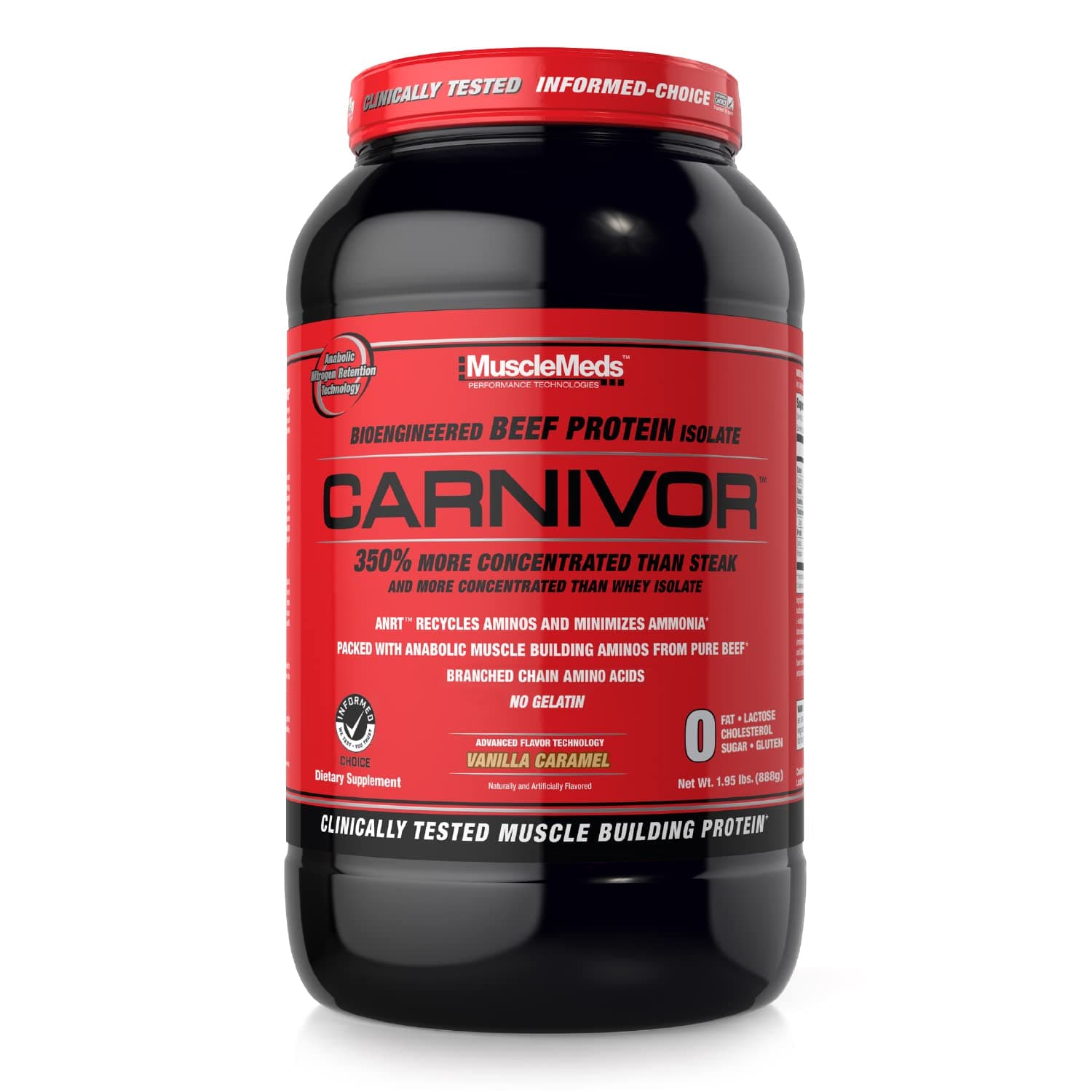 Carnivor Beef Protein Isolate, 0 Lactose, 0 Sugar, 0 Fat, 0 Cholesterol, Halal Certified, Vanilla Caramel, 2 LB