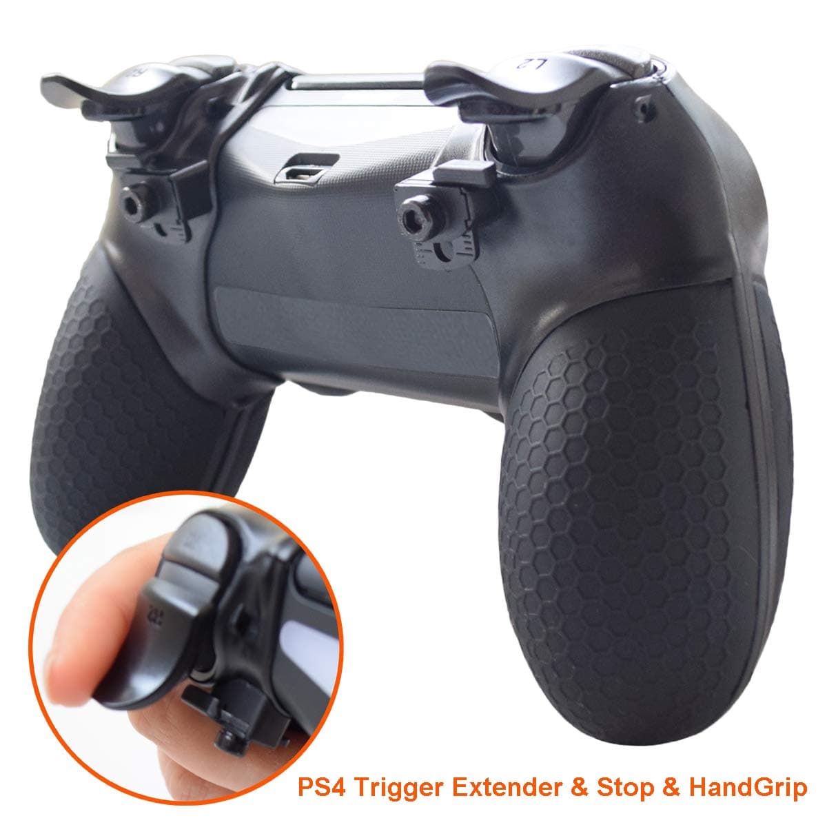 PS4 Controller Grip, PS4 Trigger Extenders,PS4 Trigger Stops, Silicone Attached Hand Grip Armor Case for PS4 Controller Playstation 4 /PS4 Slim/PS4 Pro Shell Protector(Black)