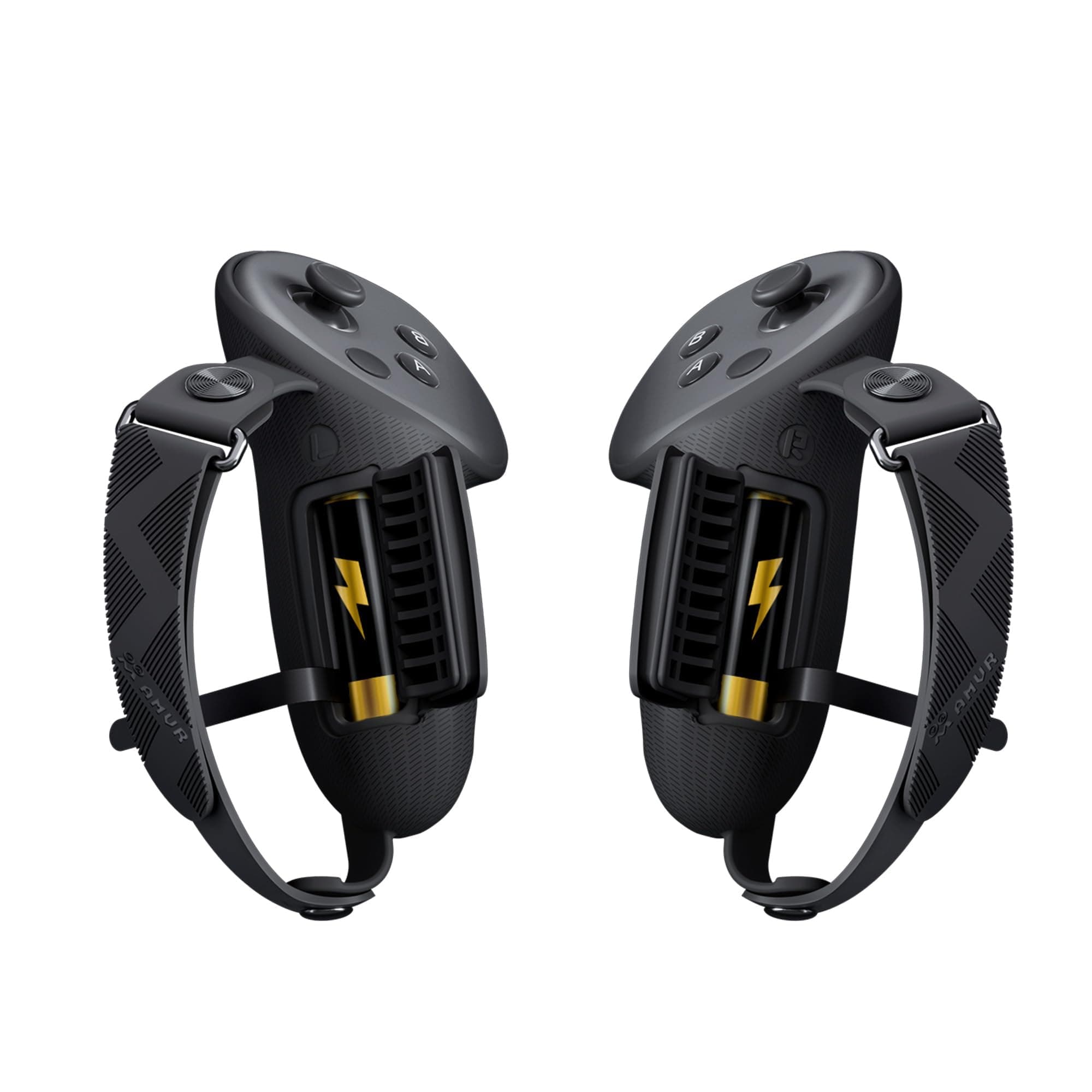AMVR Upgraded Controller Grips Cover Compatible with Meta/Oculus Quest 3S/Quest 3 Accessories, with Battery Opening Cover and Knuckle Straps Protector