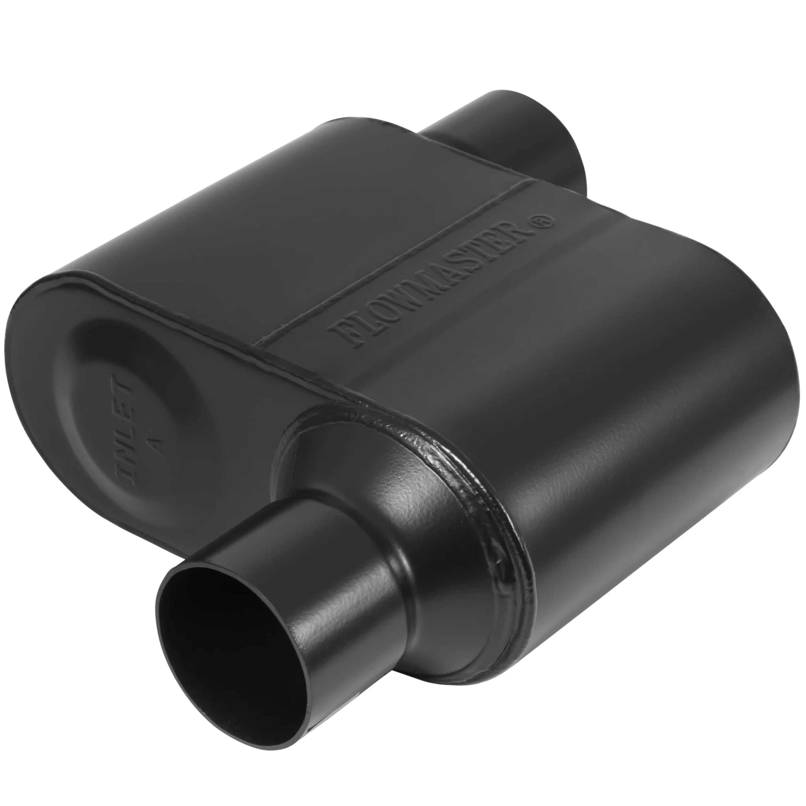 Super 10 Series Chambered Muffler – 2.50” Offset In / 2.50” Offset Out – Race-Inspired Sound – 409 Stainless Steel – Ideal for Muscle Cars, LS Swaps, Drag Cars & Off-Road Build (842518)