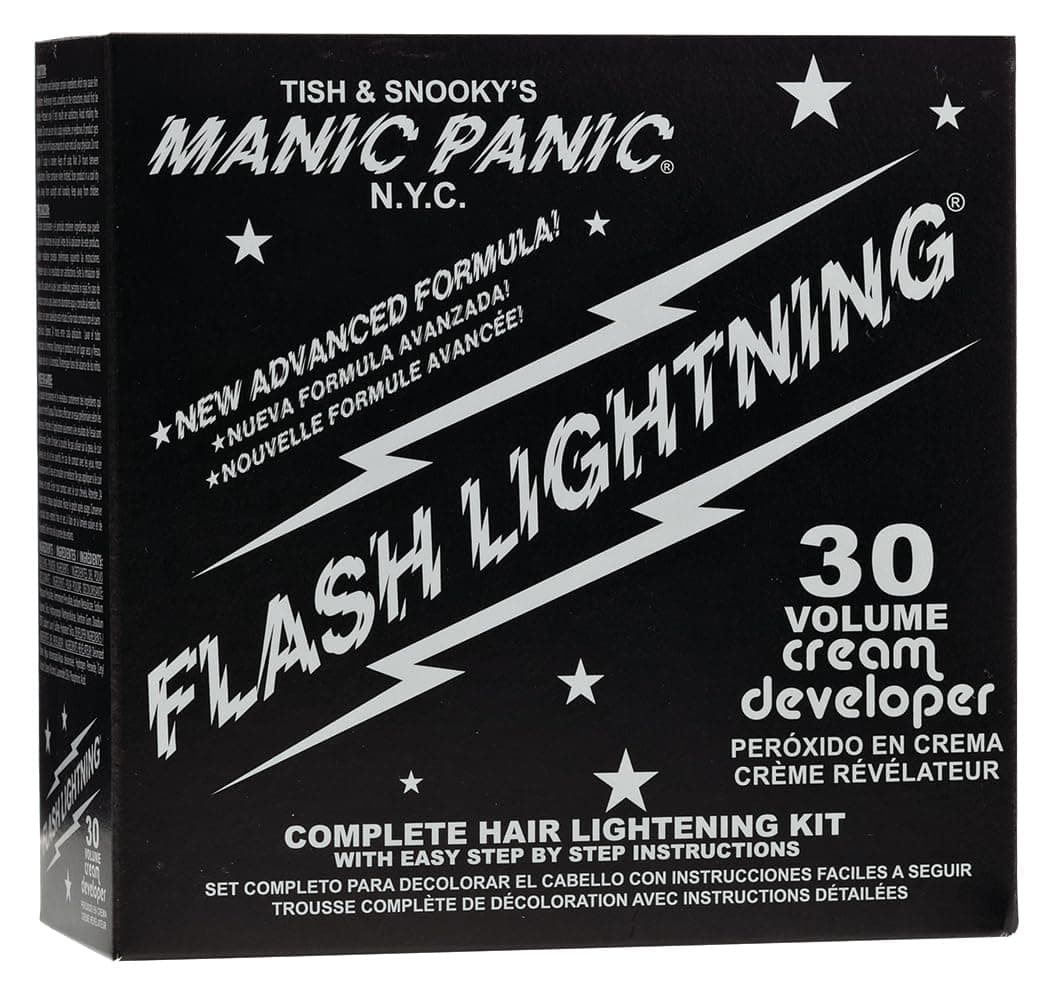 Flash Lightning Hair Bleach Kit - Bleach Powder + 30 Volume Developer - Hair Lightener for Dark Shades - Lifts Up to 5 Levels - Achieve Medium to Light Blonde - Vegan & Cruelty-Free