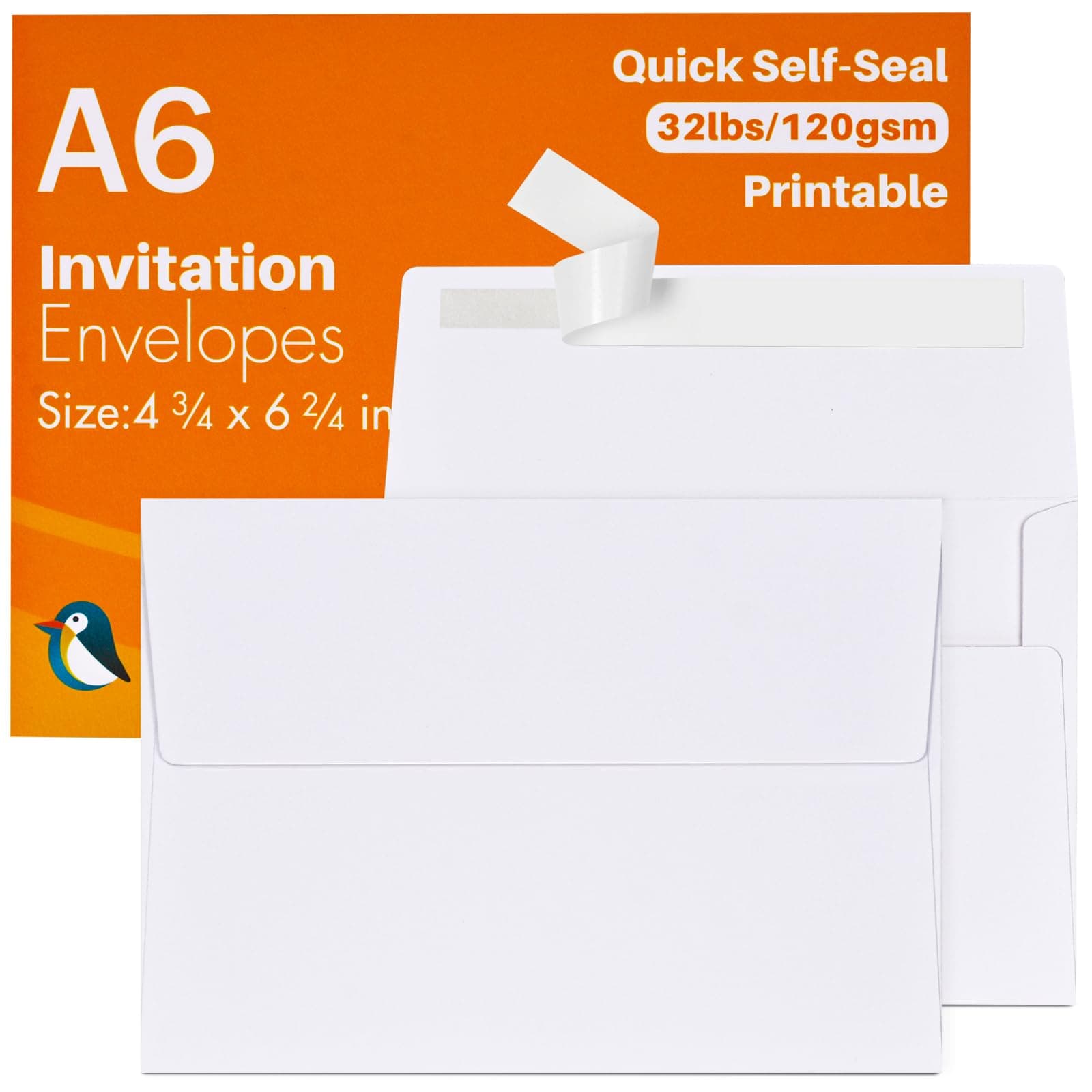 A6 White Envelopes 4X6 100 Pack - Quick Self Seal,For 4x6 Cards| Perfect for Weddings, Invitations, Photos, Graduation, Baby Shower| 6.5 x 4.75 Inches (A6)