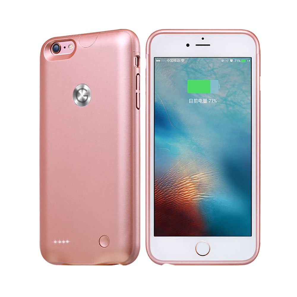 ROOP Ultra Slim Extended Battery Case Slim External Protective Charger Case 2500Mah External Detachable Power Bank Charger Pack Backup for iPhone 6/6s iPhone Slim Case (4.7" Rose Gold)