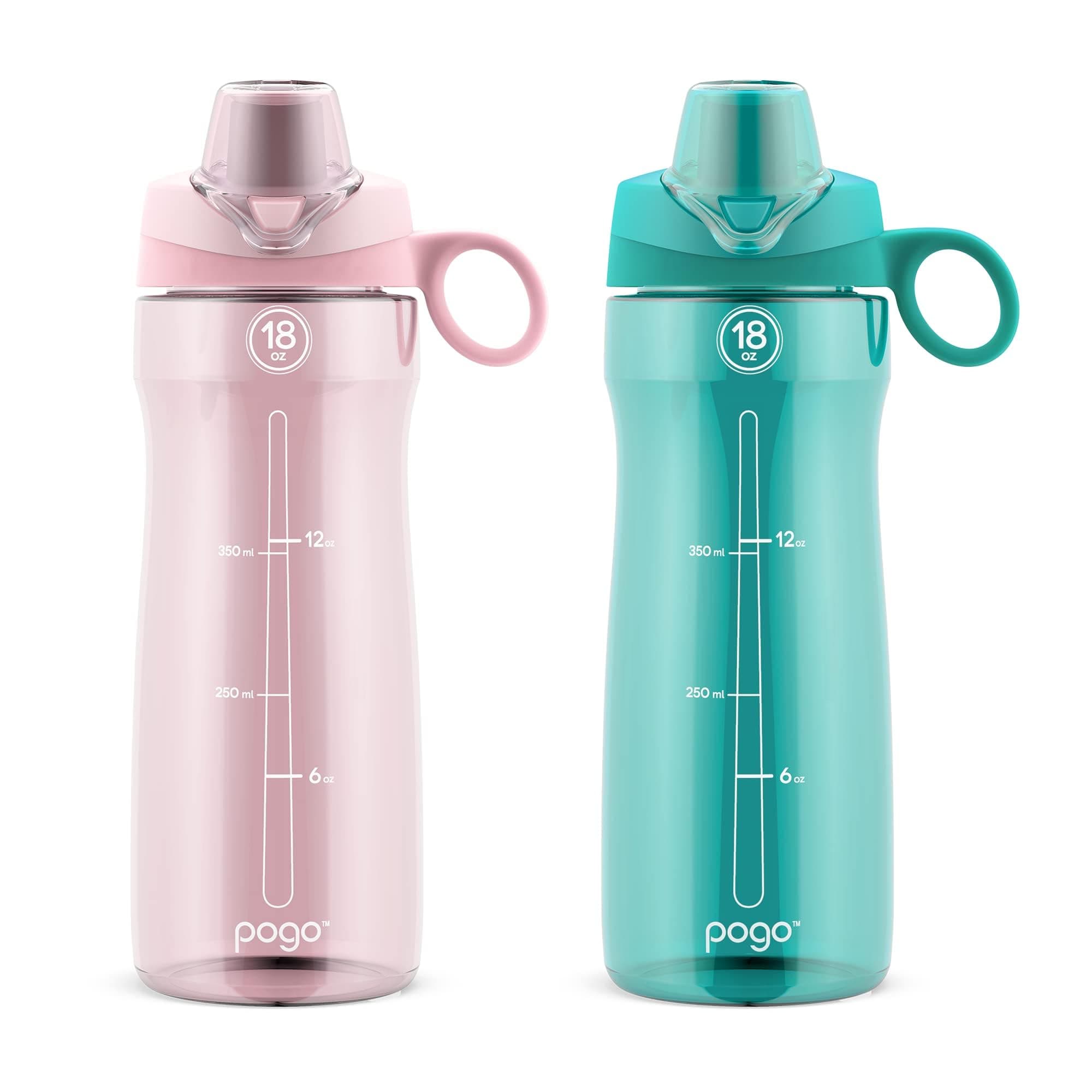 2-Pack Plastic Water Bottle with Carry Handle, Reusable, BPA Free, Dishwasher Safe, Perfect for Travel, School, Outdoors, and Gym | 18oz, 32oz