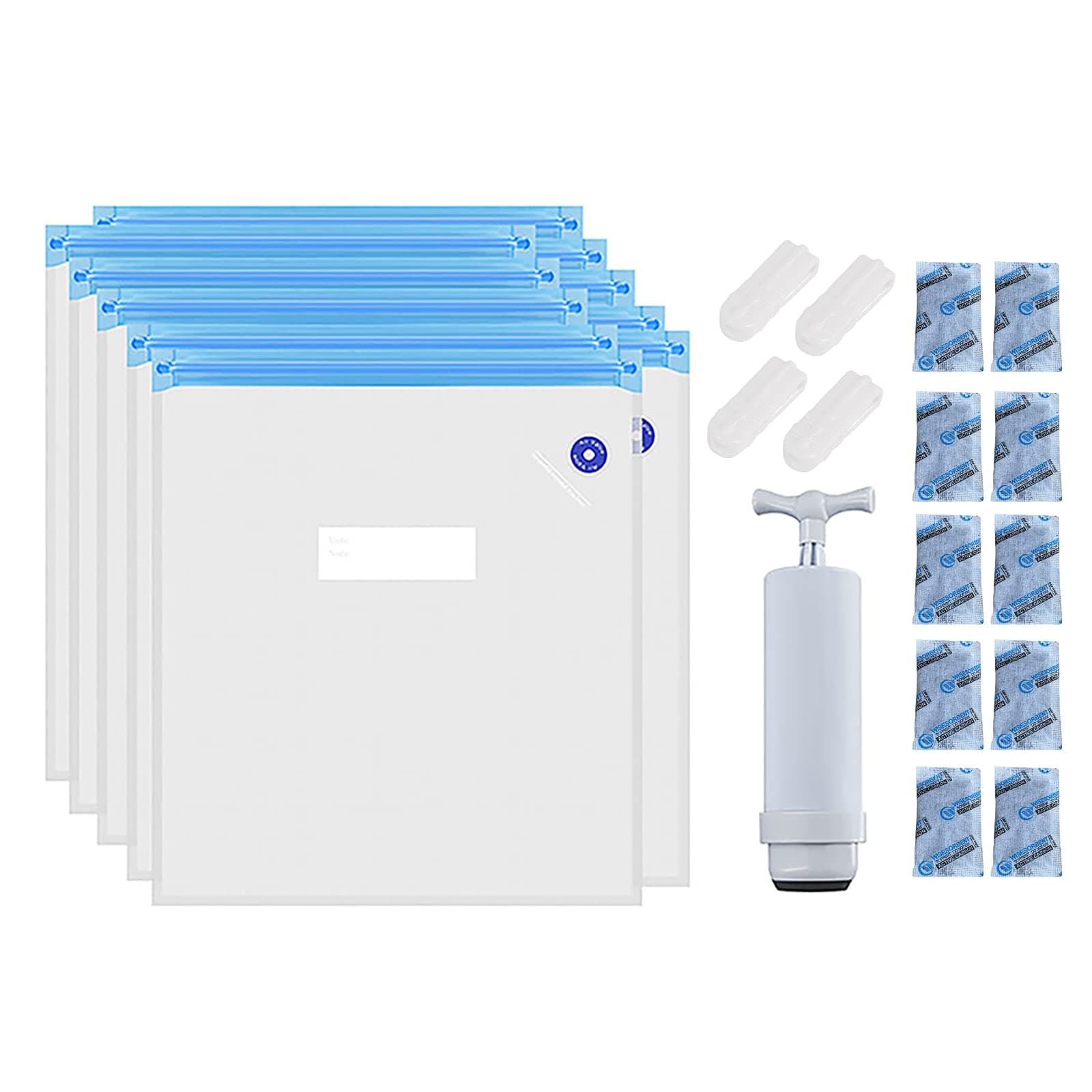 3D Printer Filament Moisture-Proof, Reusable Storage bags for 3D Filament with Reusable Hand Pump - 10 Pack, 4 x Sealing Clip,10 x Desiccant