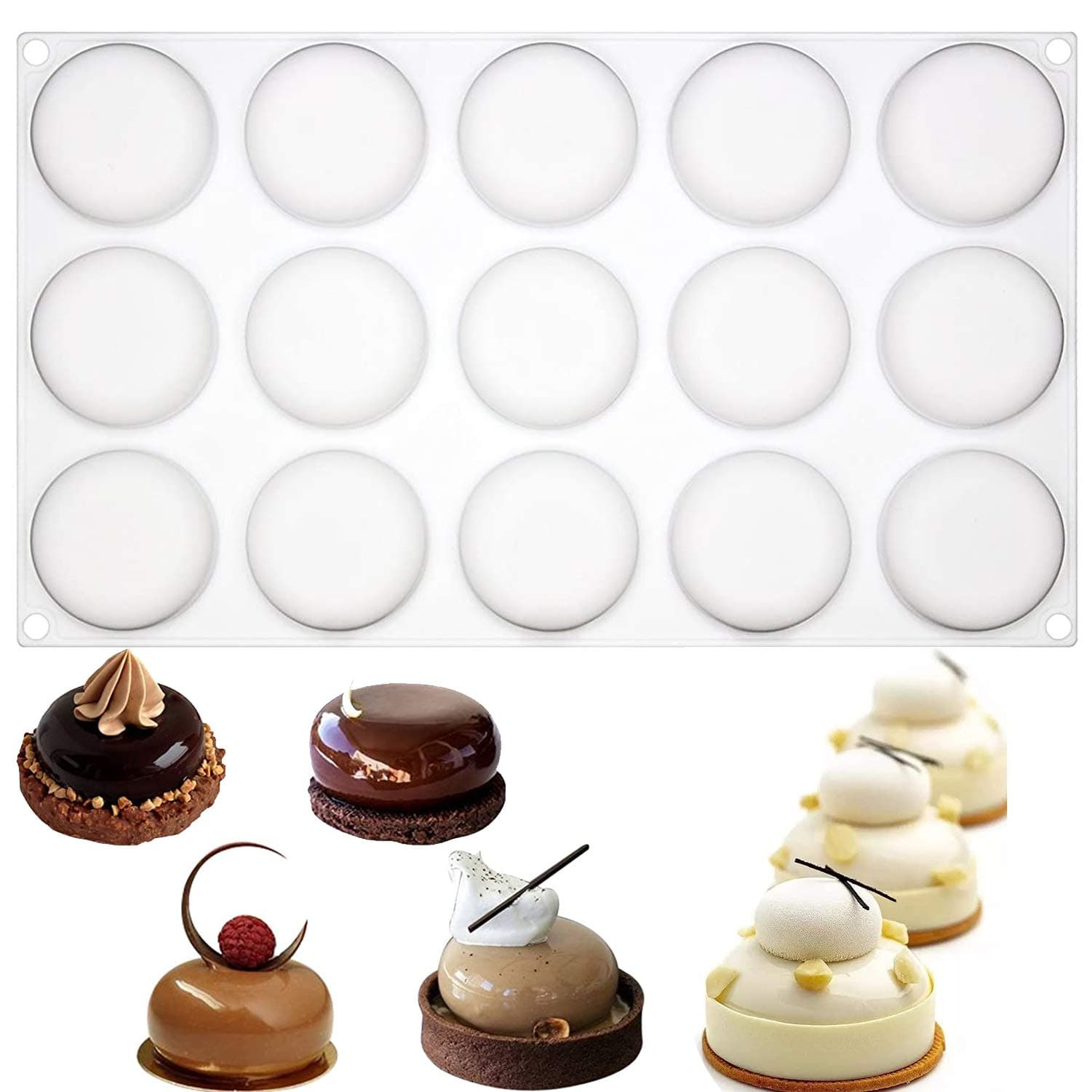 OCPO KITCHEN Stone Silicone Mold for Baking Mousse Cake, Candy, Pastry, Chocolate, Cupcake, Jelly, Cookie, Pudding, Cake Decoration Mold, 3D Stone Shape (15-Cavity)