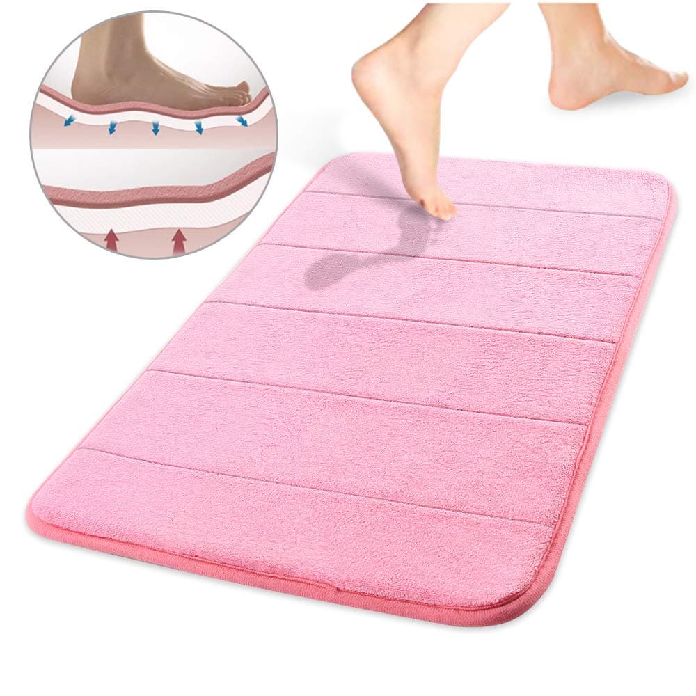 Bathroom mat Memory Foam Soft Bath Mat Non-Slip Water Absorbent Thick Machine Washable Bathroom Rug Rubber Back pad Carpet for Kitchen Bathroom Floor, 20x32 inches, Folixitar